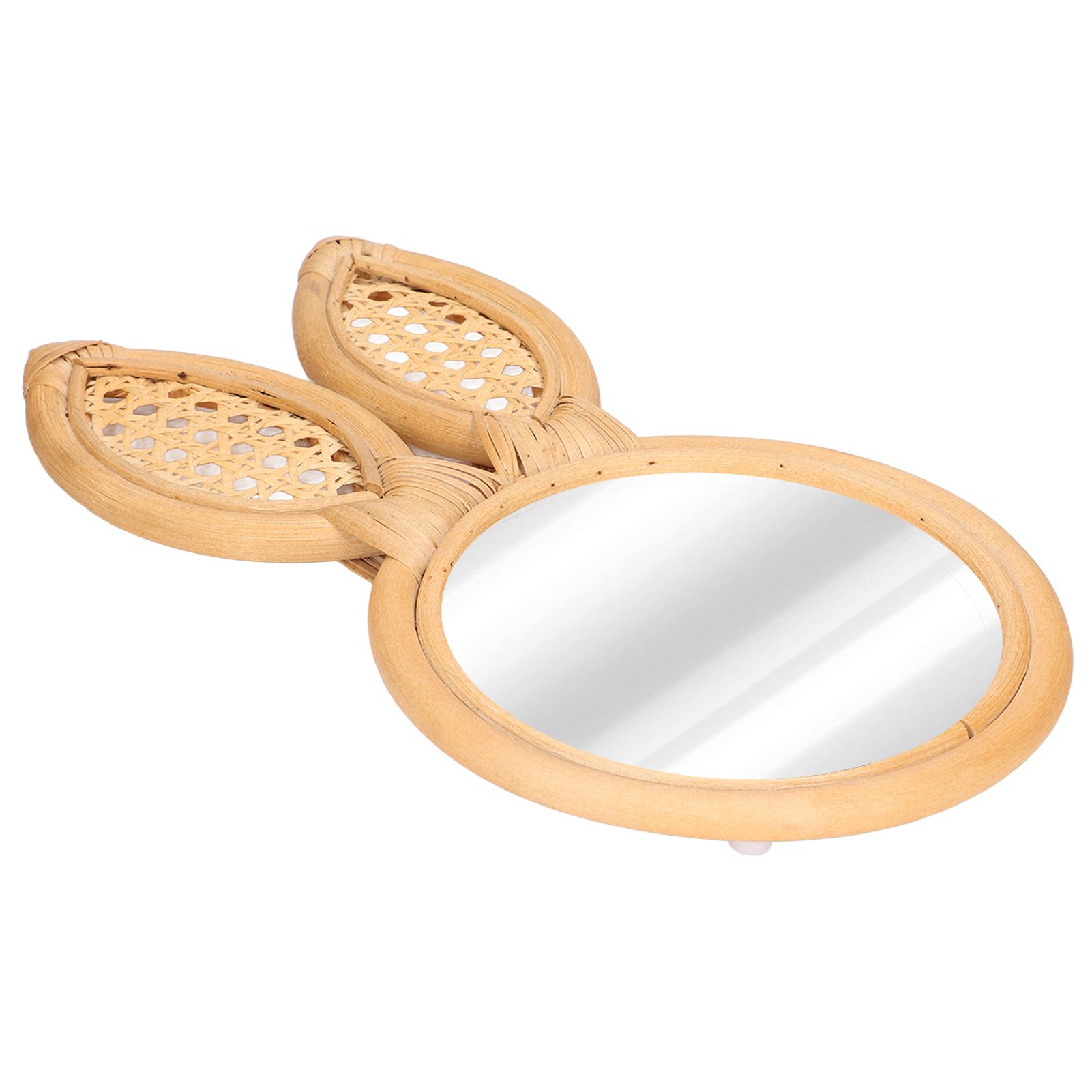 Decorative Mirror Cute Bunny Shape Exquisite Rattan Hanging Wall Mirror for view 8