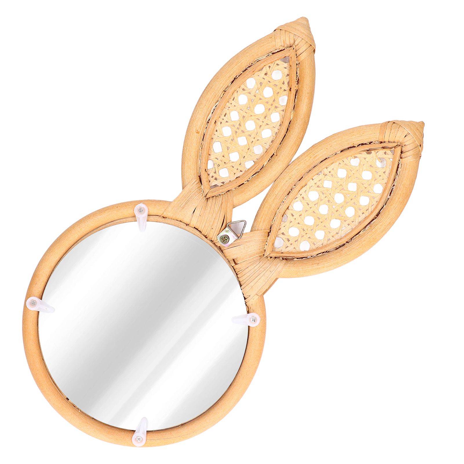 Decorative Mirror Cute Bunny Shape Exquisite Rattan Hanging Wall Mirror for view 9