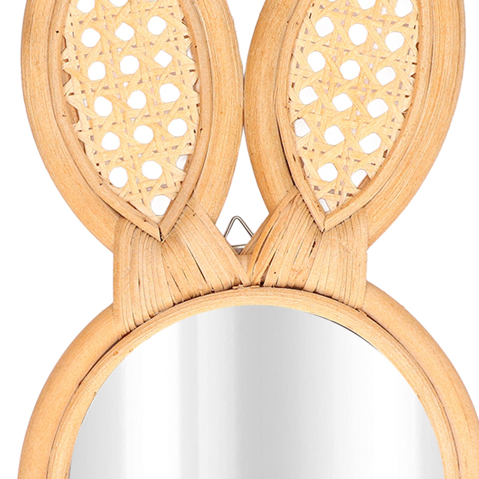 Decorative Mirror Cute Bunny Shape Exquisite Rattan Hanging Wall Mirror for view 15