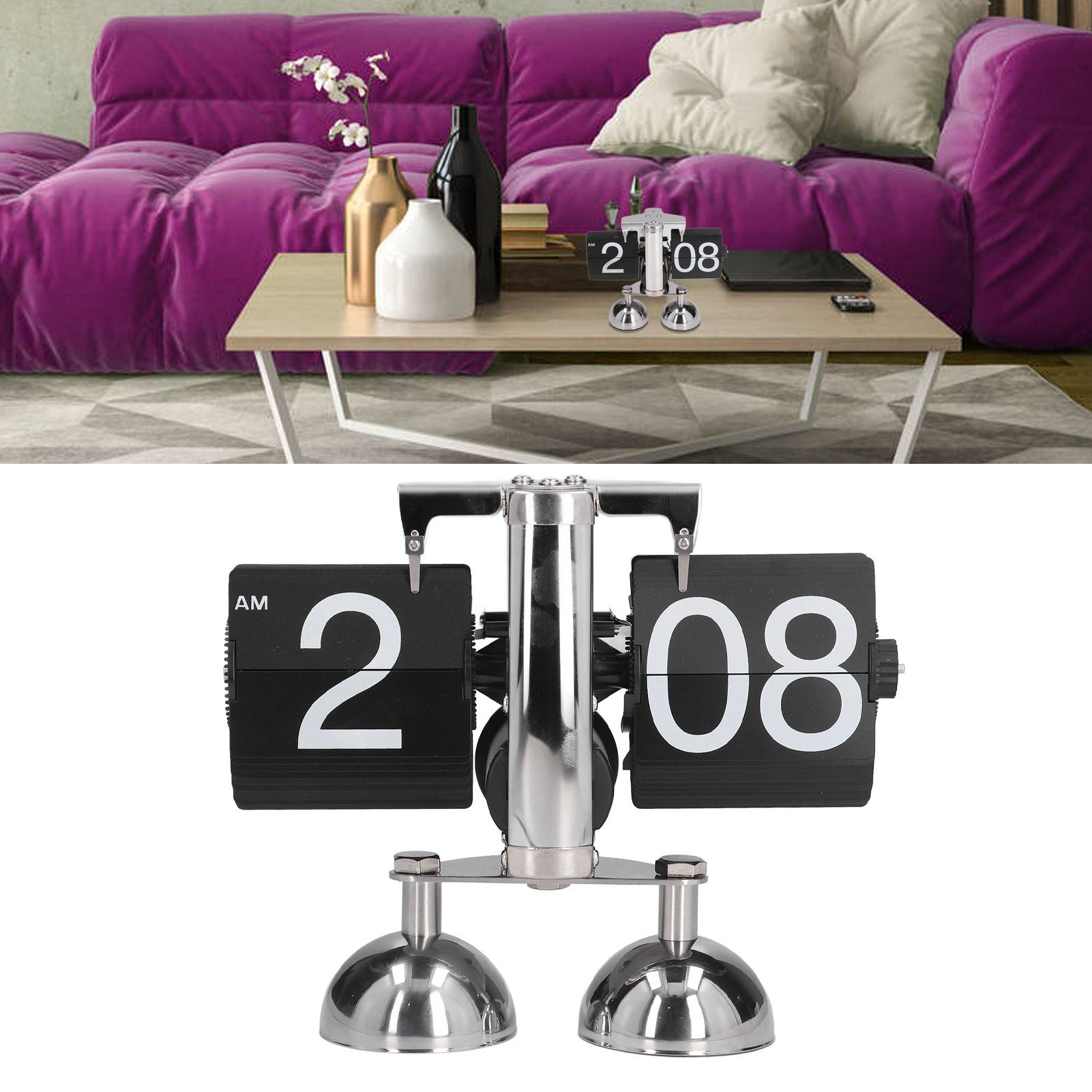 Flip Clock Quartz Movement High Accuracy Retro Style Stainless Steel Simple view 11