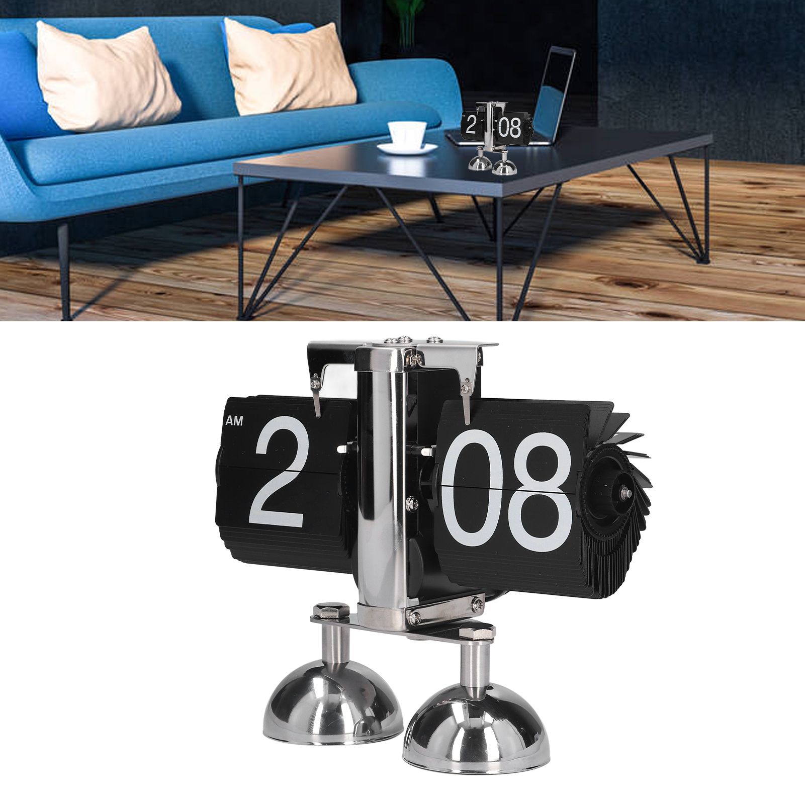 Flip Clock Quartz Movement High Accuracy Retro Style Stainless Steel Simple view 12