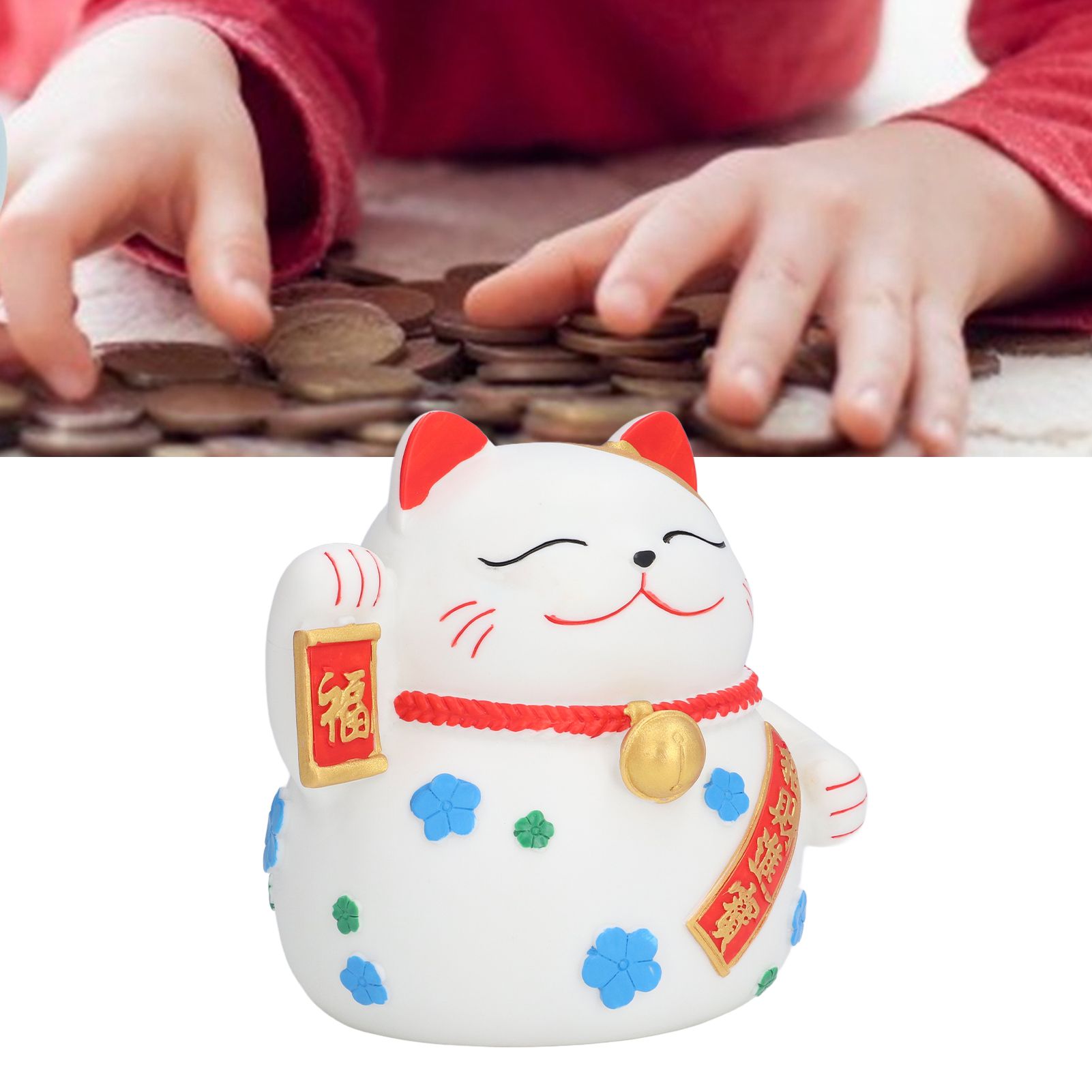 Piggy Bank Big Lucky Cat Shape Deposit 1000 Coins Natural Colors Washable view 12