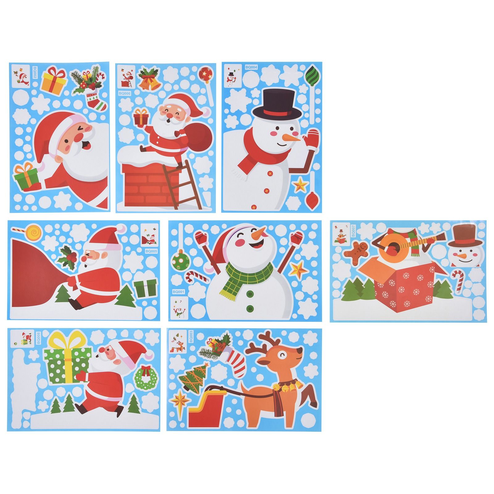 8PCS Christmas Snowman Sticker DIY Window Glass Sticker PVC Decorative Sticker