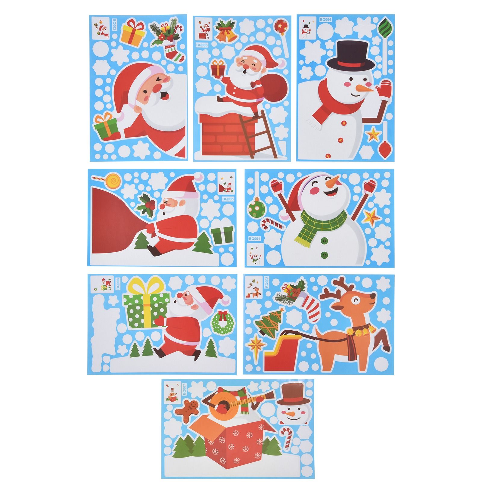 8PCS Christmas Snowman Sticker DIY Window Glass Sticker PVC Decorative Sticker view 2