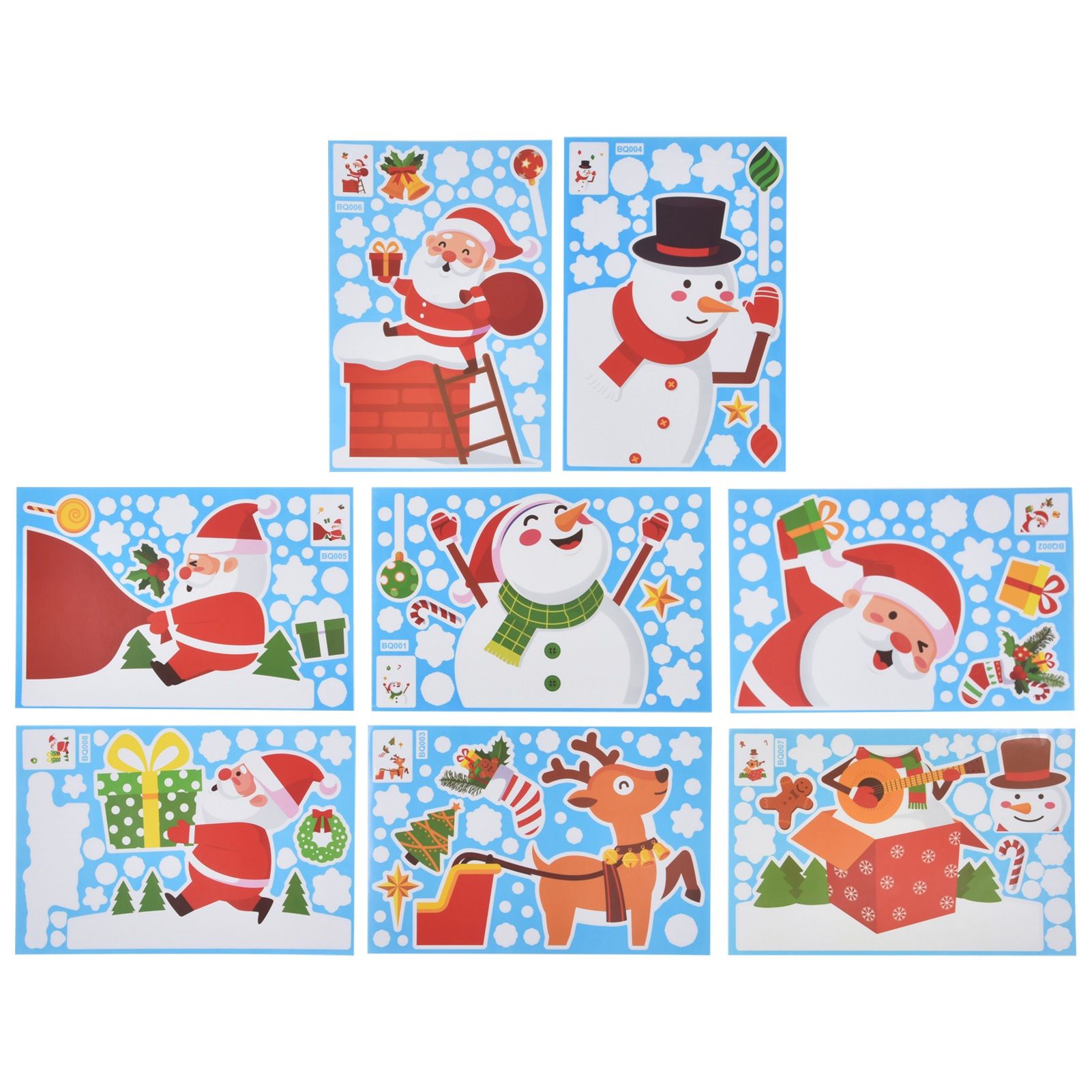 8PCS Christmas Snowman Sticker DIY Window Glass Sticker PVC Decorative Sticker view 3