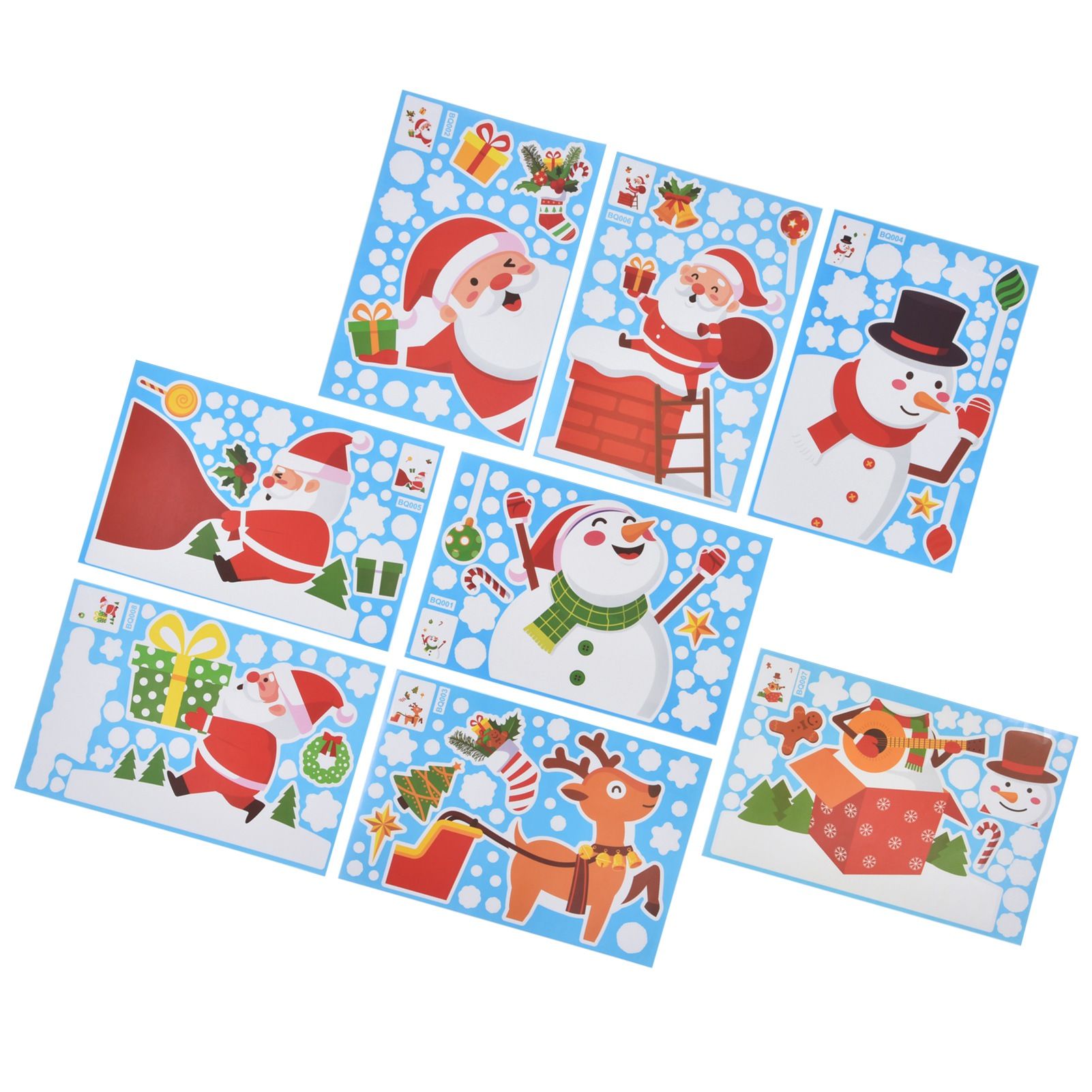 8PCS Christmas Snowman Sticker DIY Window Glass Sticker PVC Decorative Sticker view 4
