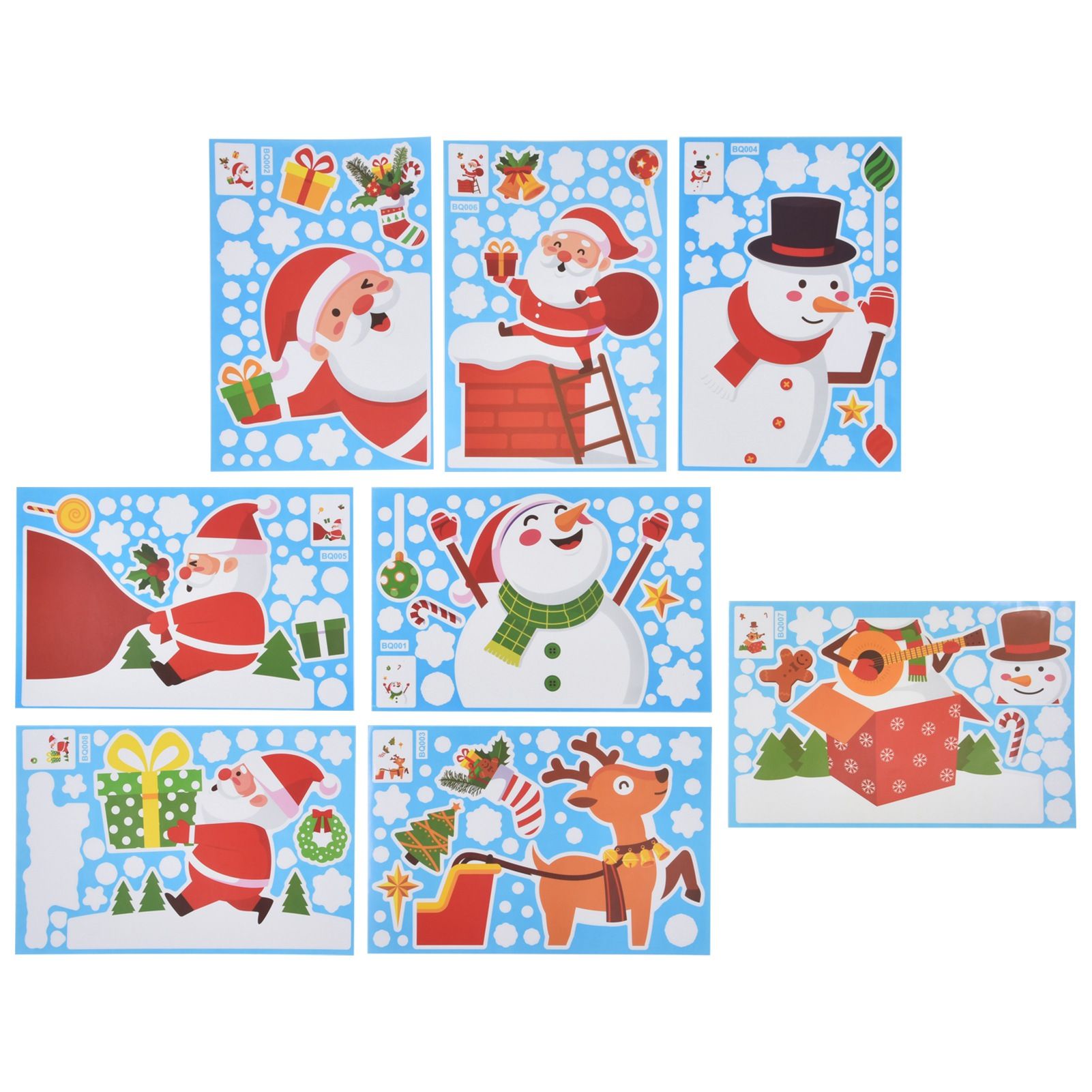 8PCS Christmas Snowman Sticker DIY Window Glass Sticker PVC Decorative Sticker view 5