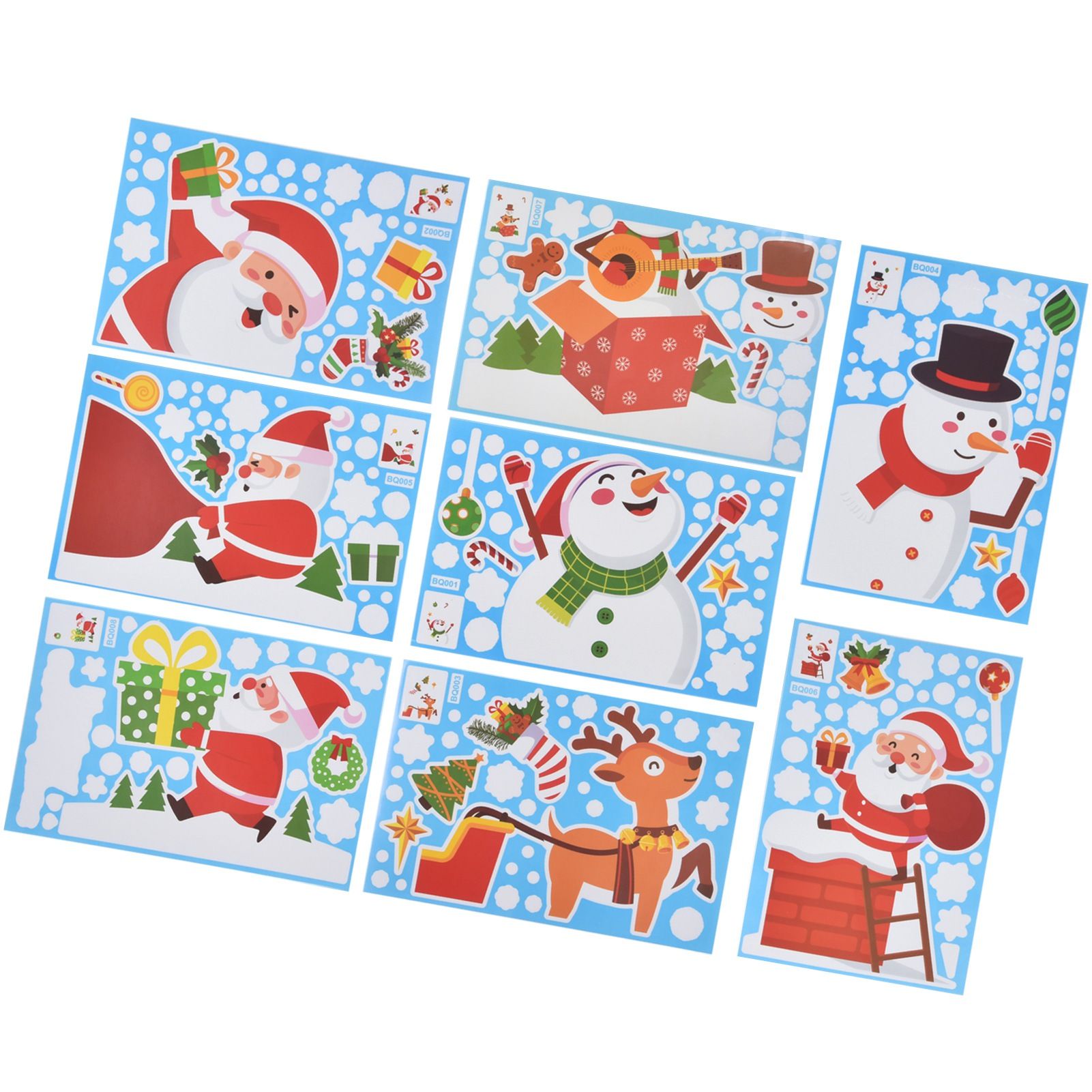 8PCS Christmas Snowman Sticker DIY Window Glass Sticker PVC Decorative Sticker view 6