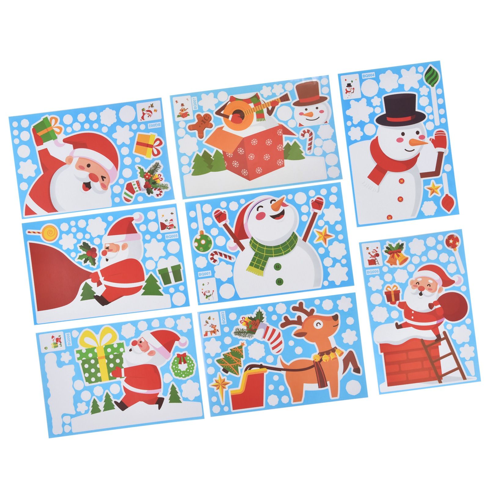 8PCS Christmas Snowman Sticker DIY Window Glass Sticker PVC Decorative Sticker view 7