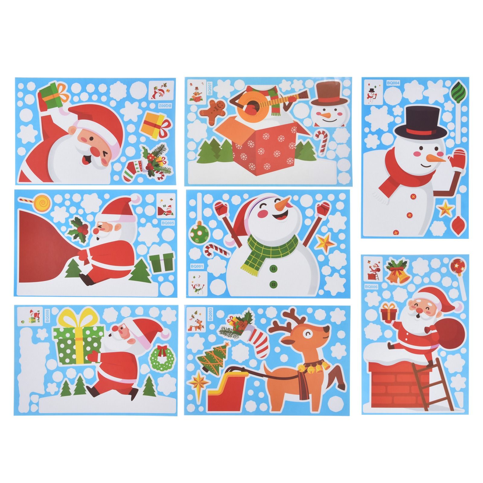 8PCS Christmas Snowman Sticker DIY Window Glass Sticker PVC Decorative Sticker view 8