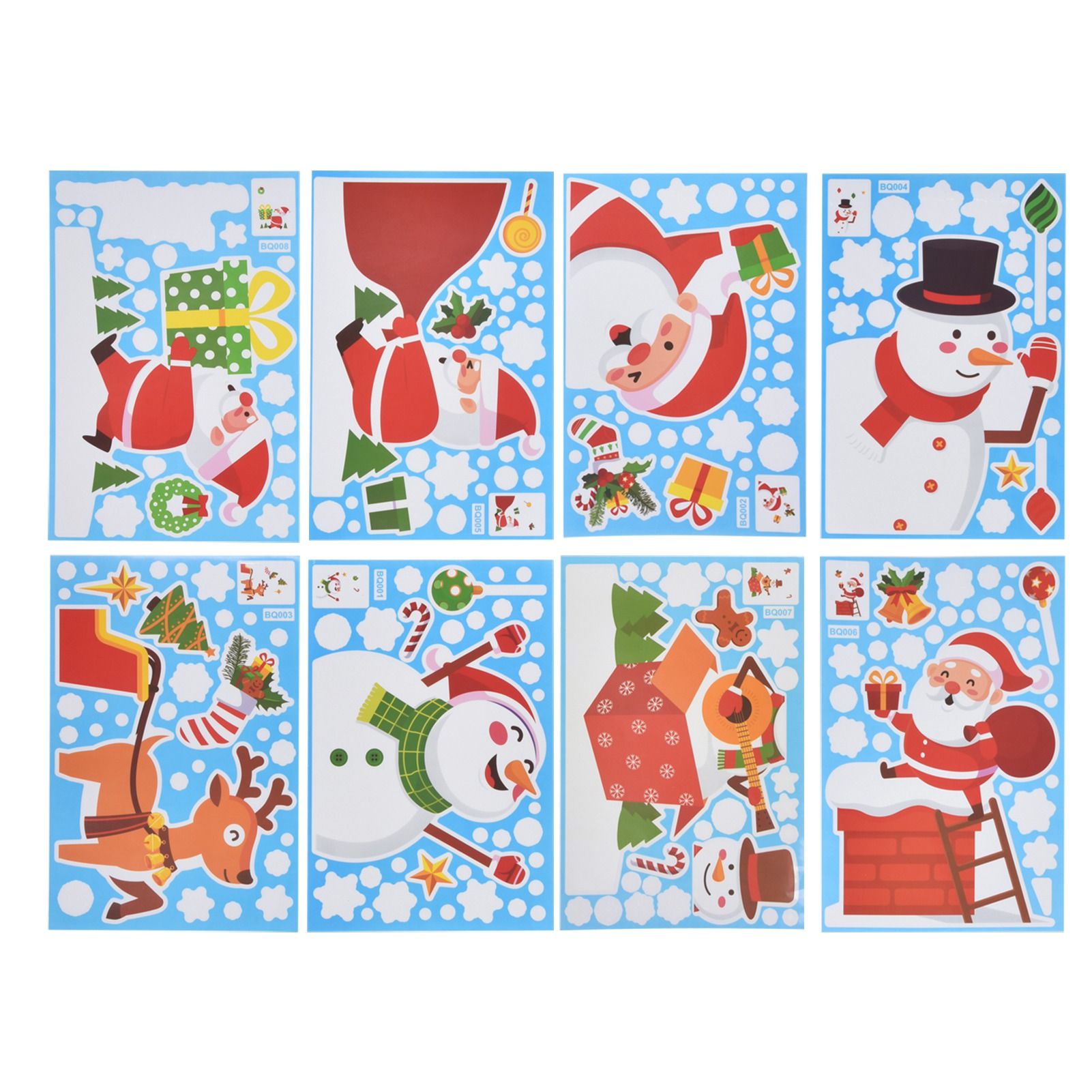 8PCS Christmas Snowman Sticker DIY Window Glass Sticker PVC Decorative Sticker view 9