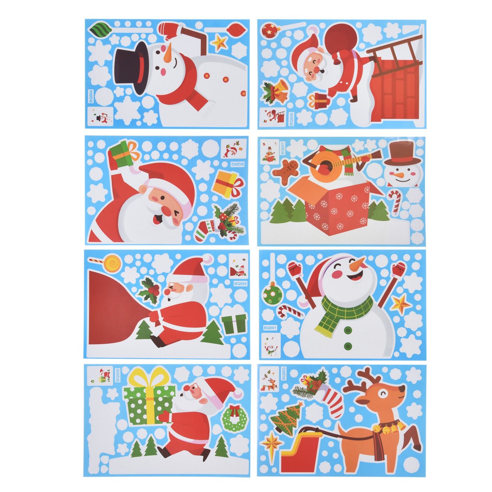 8PCS Christmas Snowman Sticker DIY Window Glass Sticker PVC Decorative Sticker view 10