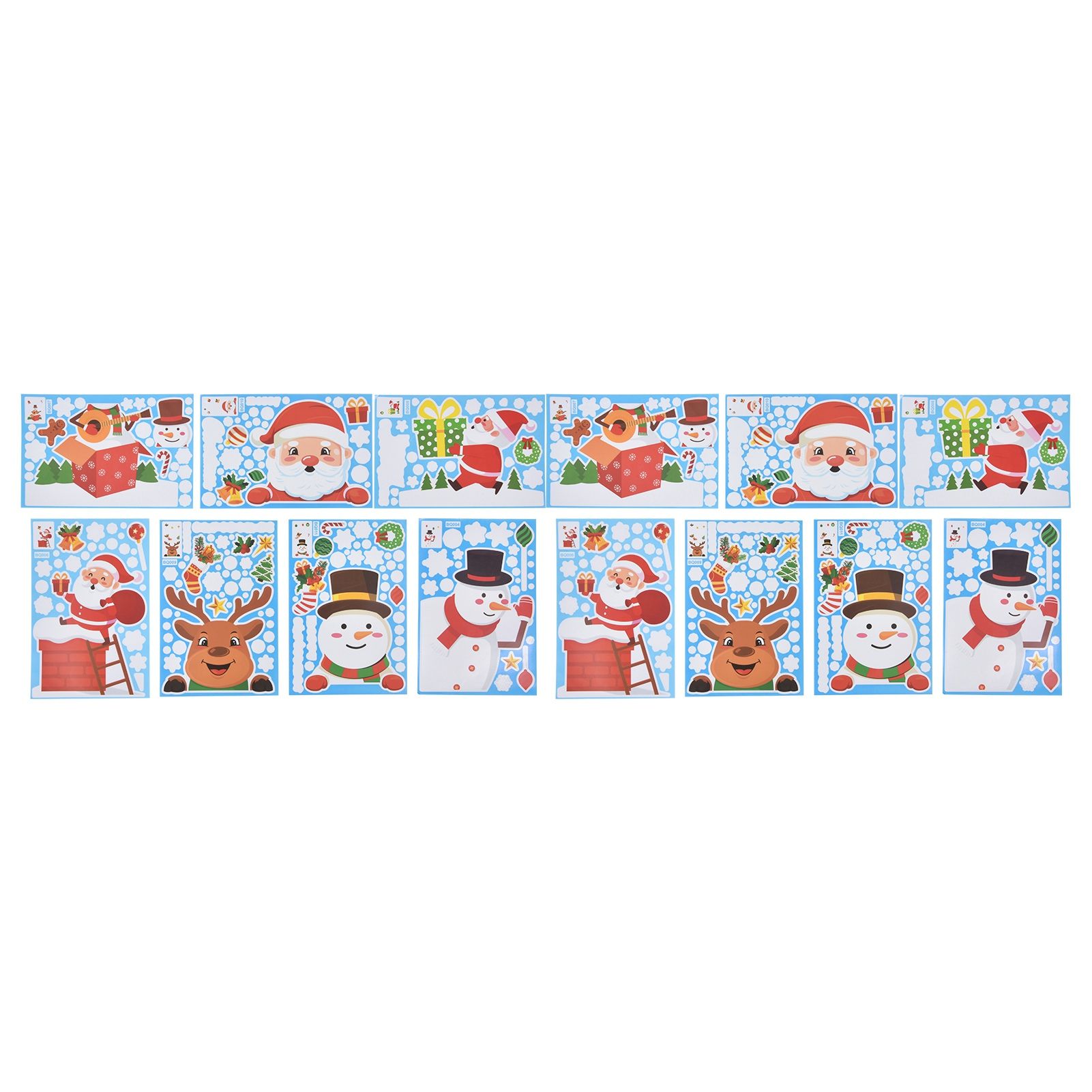14pcs Christmas Stickers Cute Snowflake Reindeer Elf Pattern Christmas Window view 2