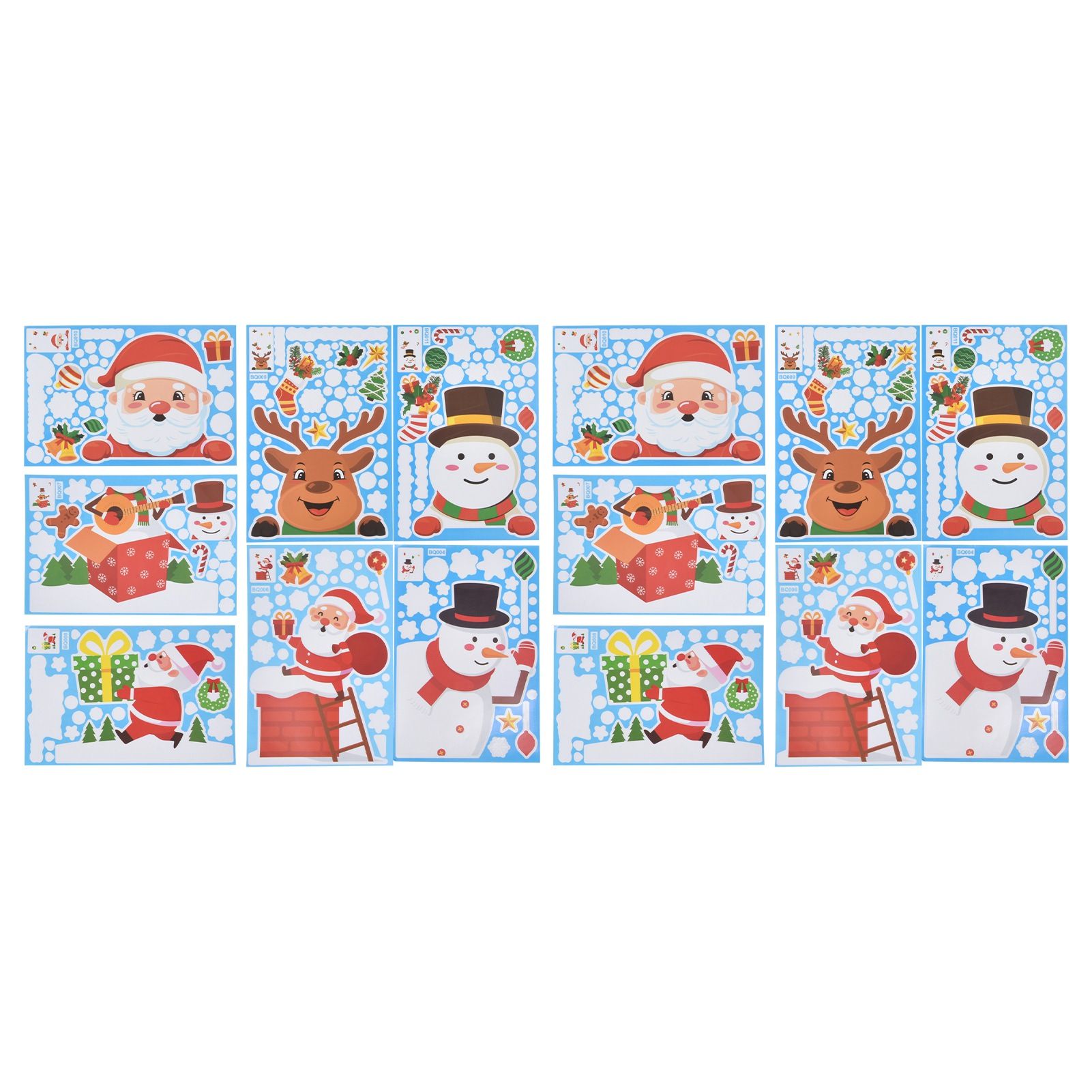 14pcs Christmas Stickers Cute Snowflake Reindeer Elf Pattern Christmas Window view 3