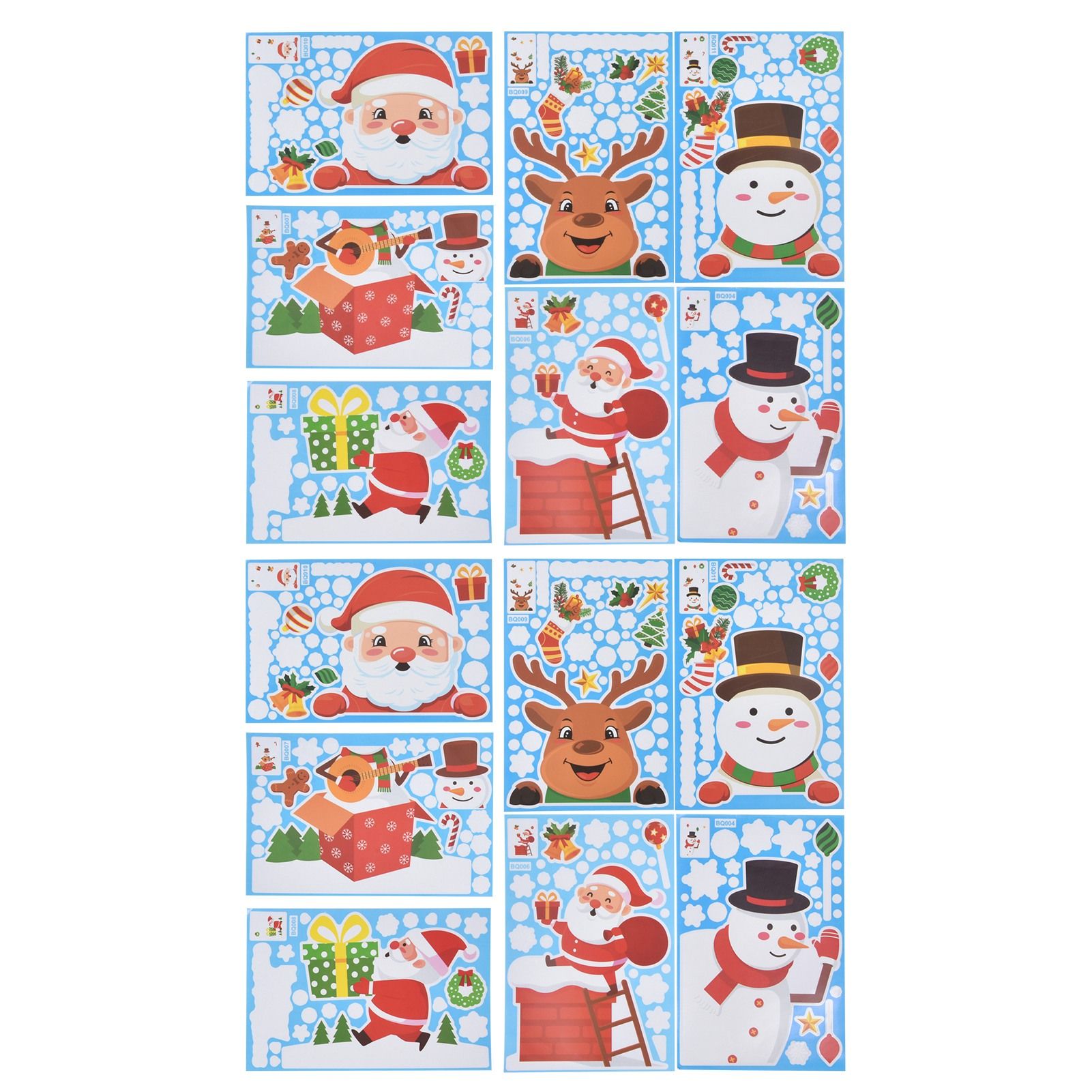 14pcs Christmas Stickers Cute Snowflake Reindeer Elf Pattern Christmas Window view 4