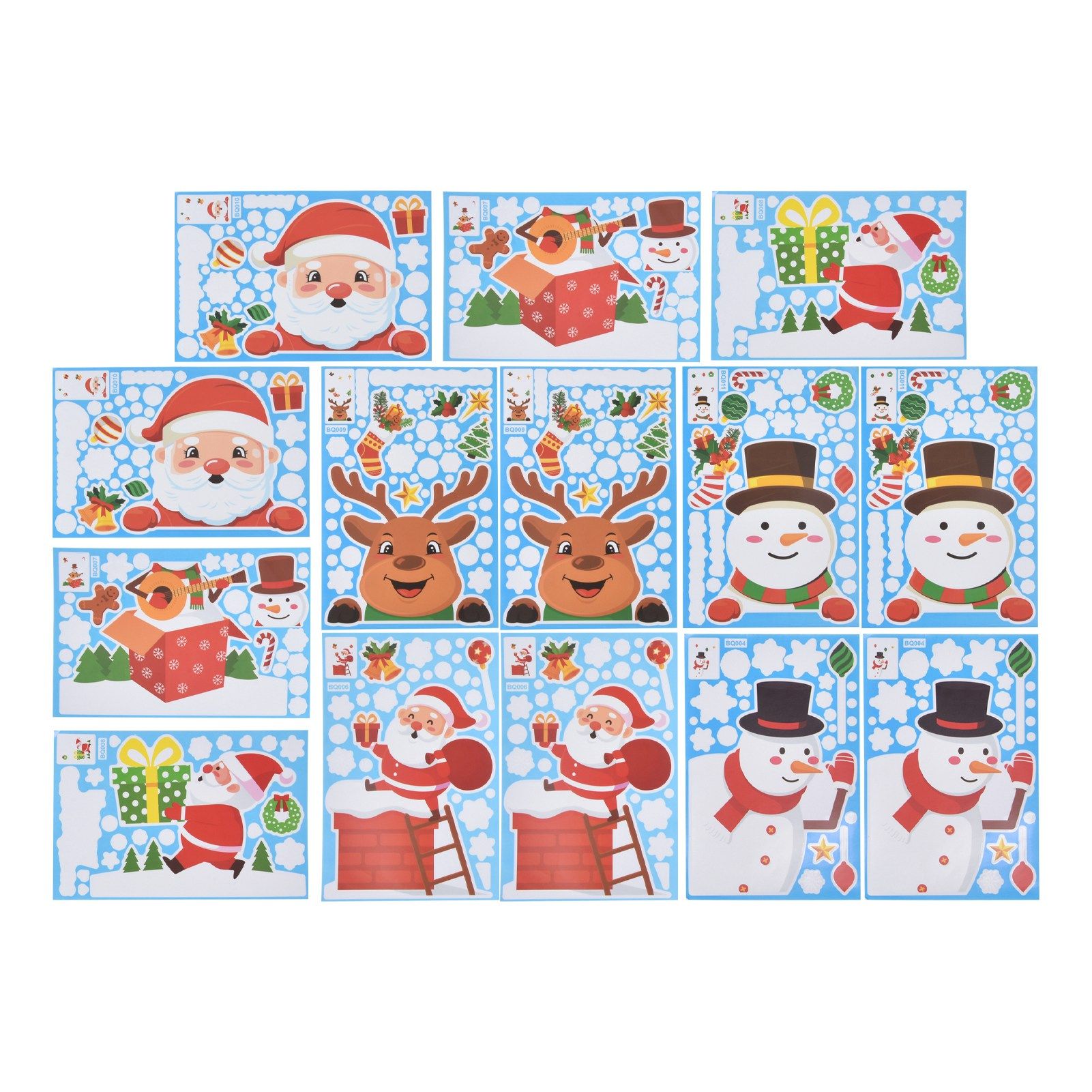 14pcs Christmas Stickers Cute Snowflake Reindeer Elf Pattern Christmas Window view 6