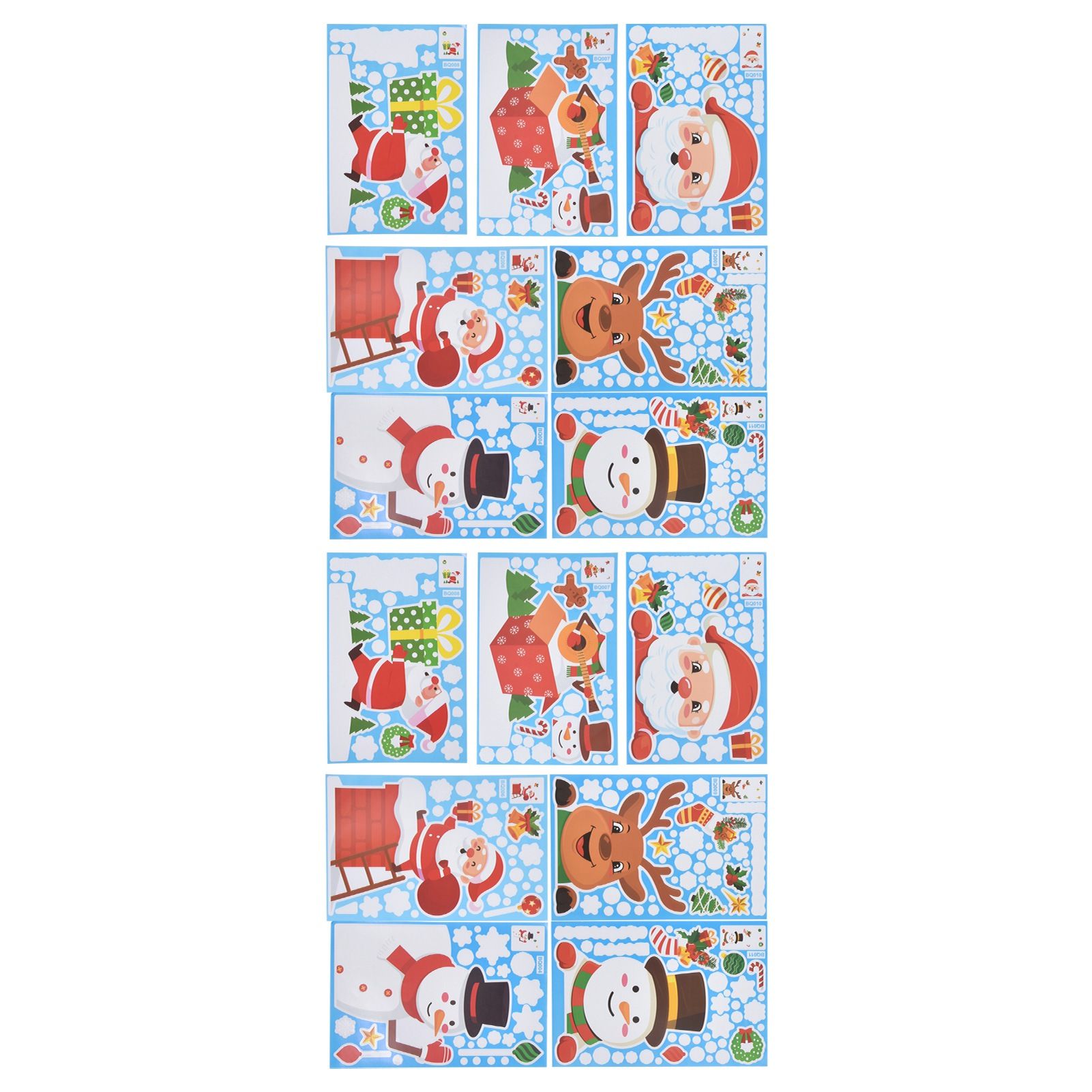 14pcs Christmas Stickers Cute Snowflake Reindeer Elf Pattern Christmas Window view 7