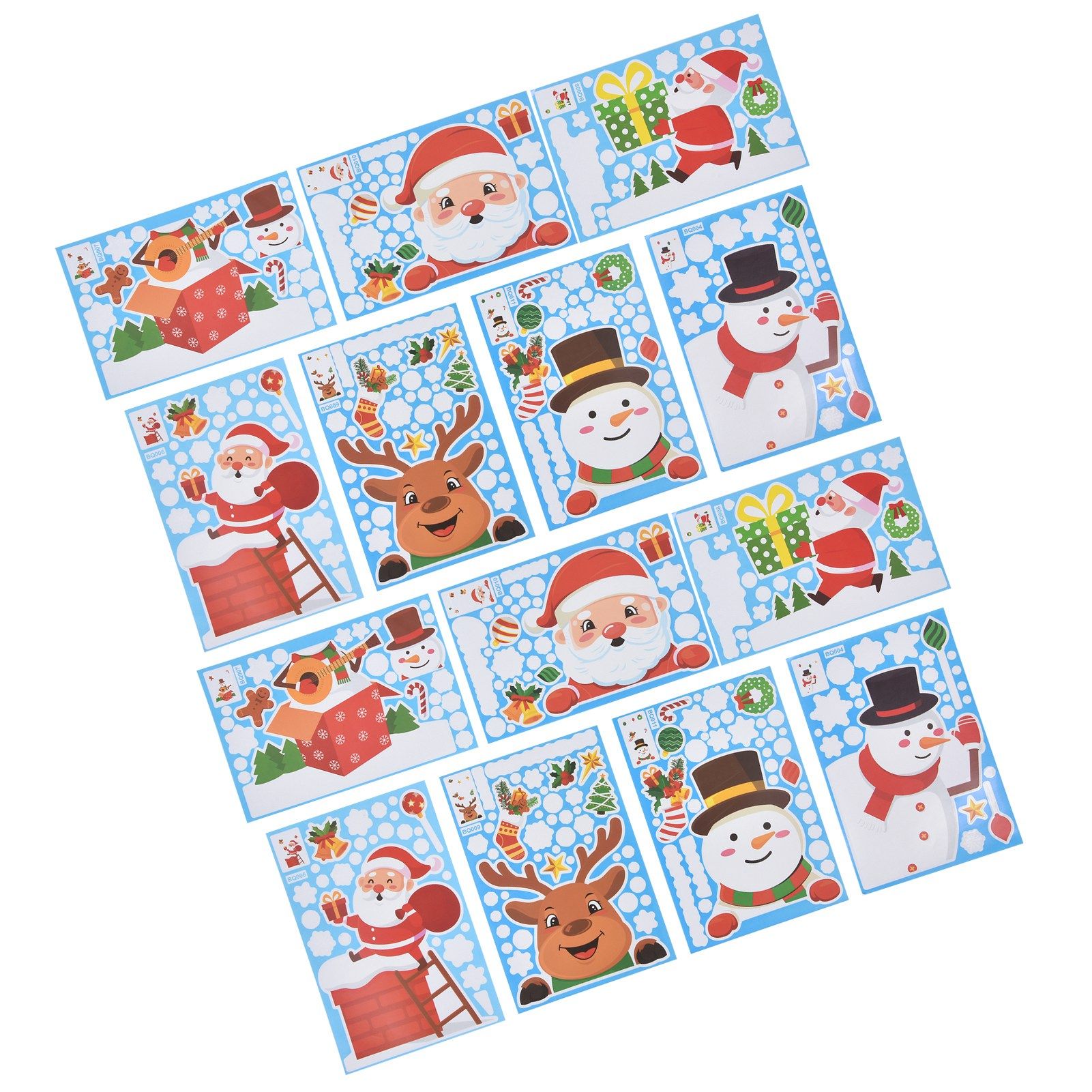 14pcs Christmas Stickers Cute Snowflake Reindeer Elf Pattern Christmas Window view 8
