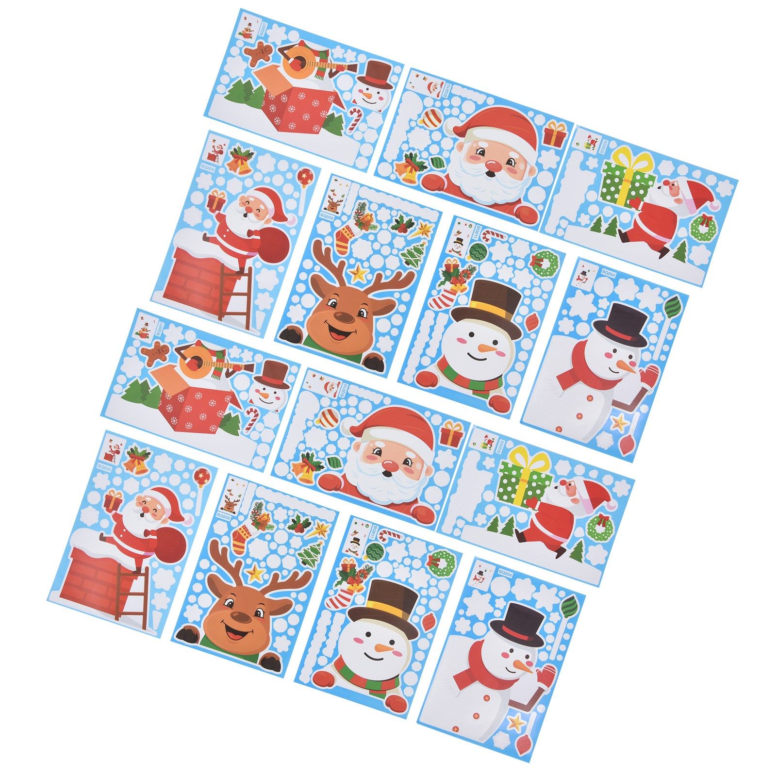 14pcs Christmas Stickers Cute Snowflake Reindeer Elf Pattern Christmas Window view 9