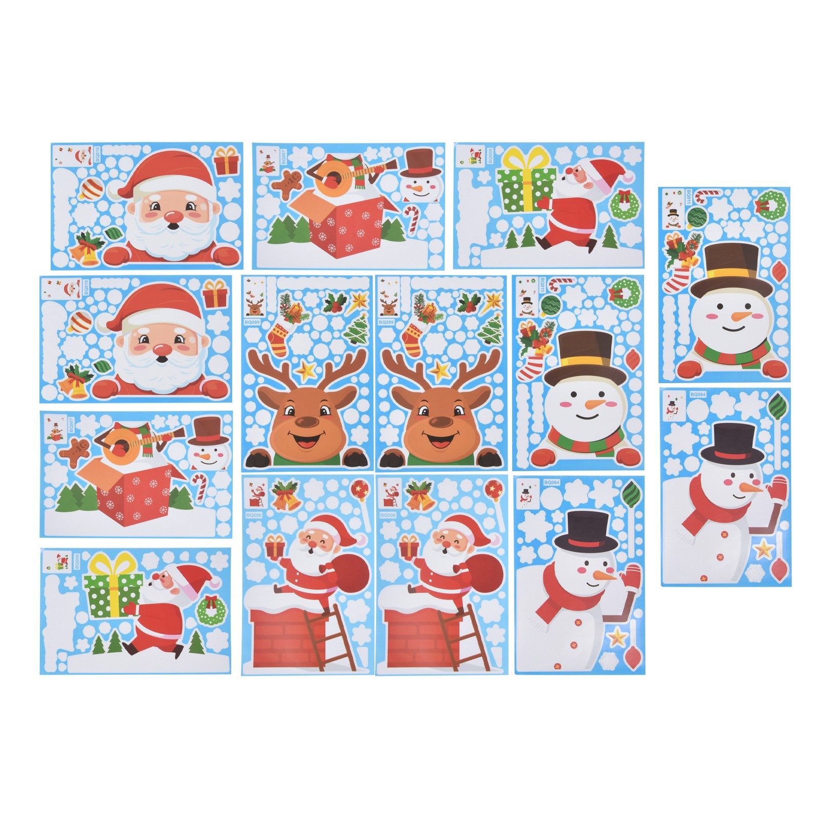 14pcs Christmas Stickers Cute Snowflake Reindeer Elf Pattern Christmas Window view 10