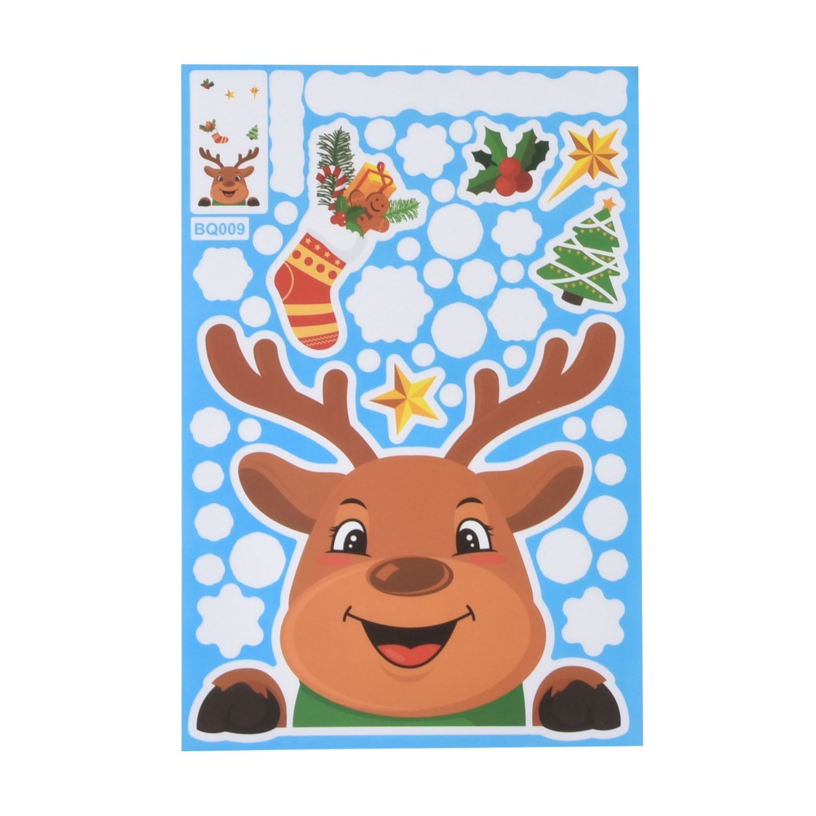 14pcs Christmas Stickers Cute Snowflake Reindeer Elf Pattern Christmas Window view 13