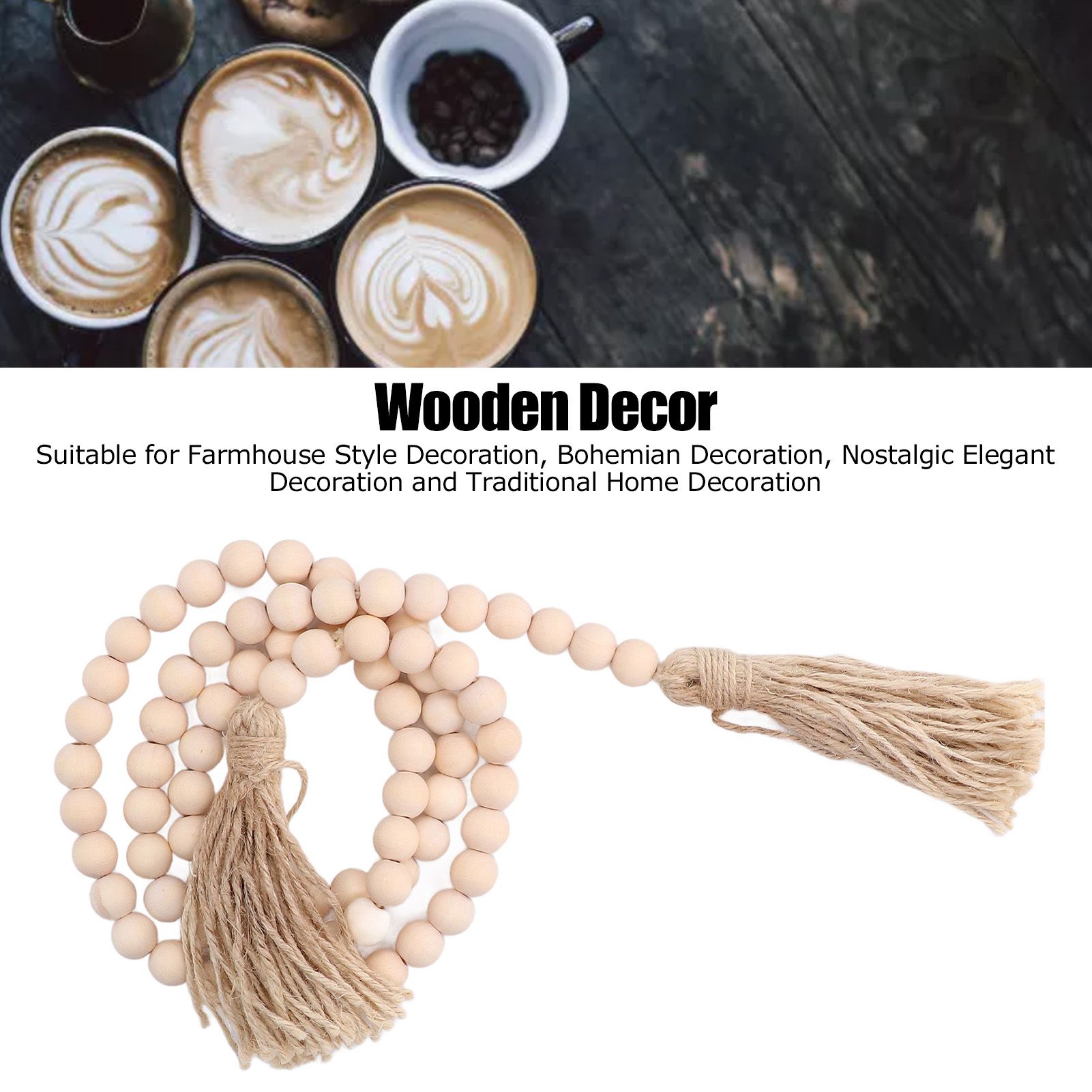 Wood Bead Garland Hand Crafted Fine Workmanship Comfortable Hold Bohemian view 13