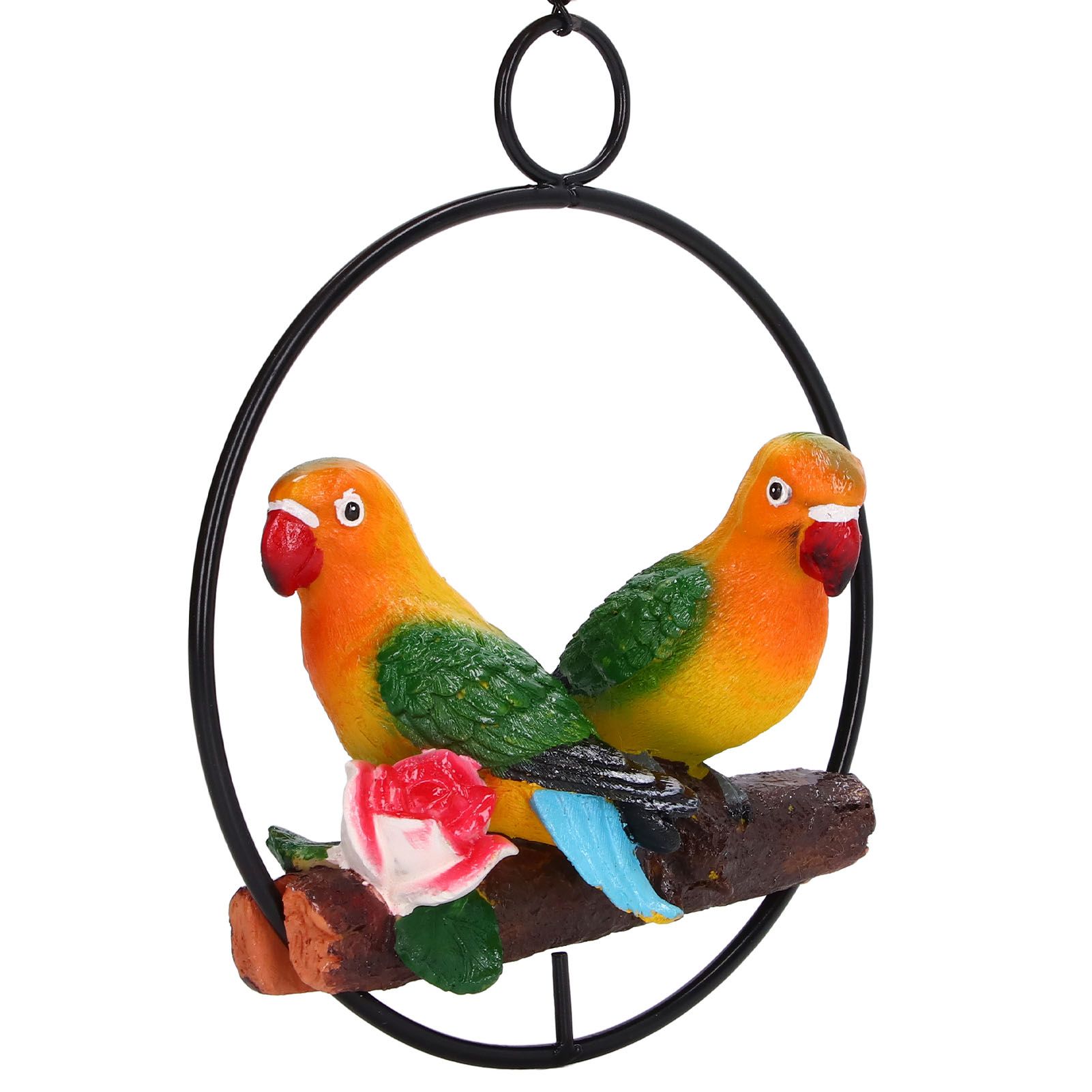 Hanging Parrot Sculpture Hanging Ring Statue for Patio Lawn Home and Garden Decor view 2