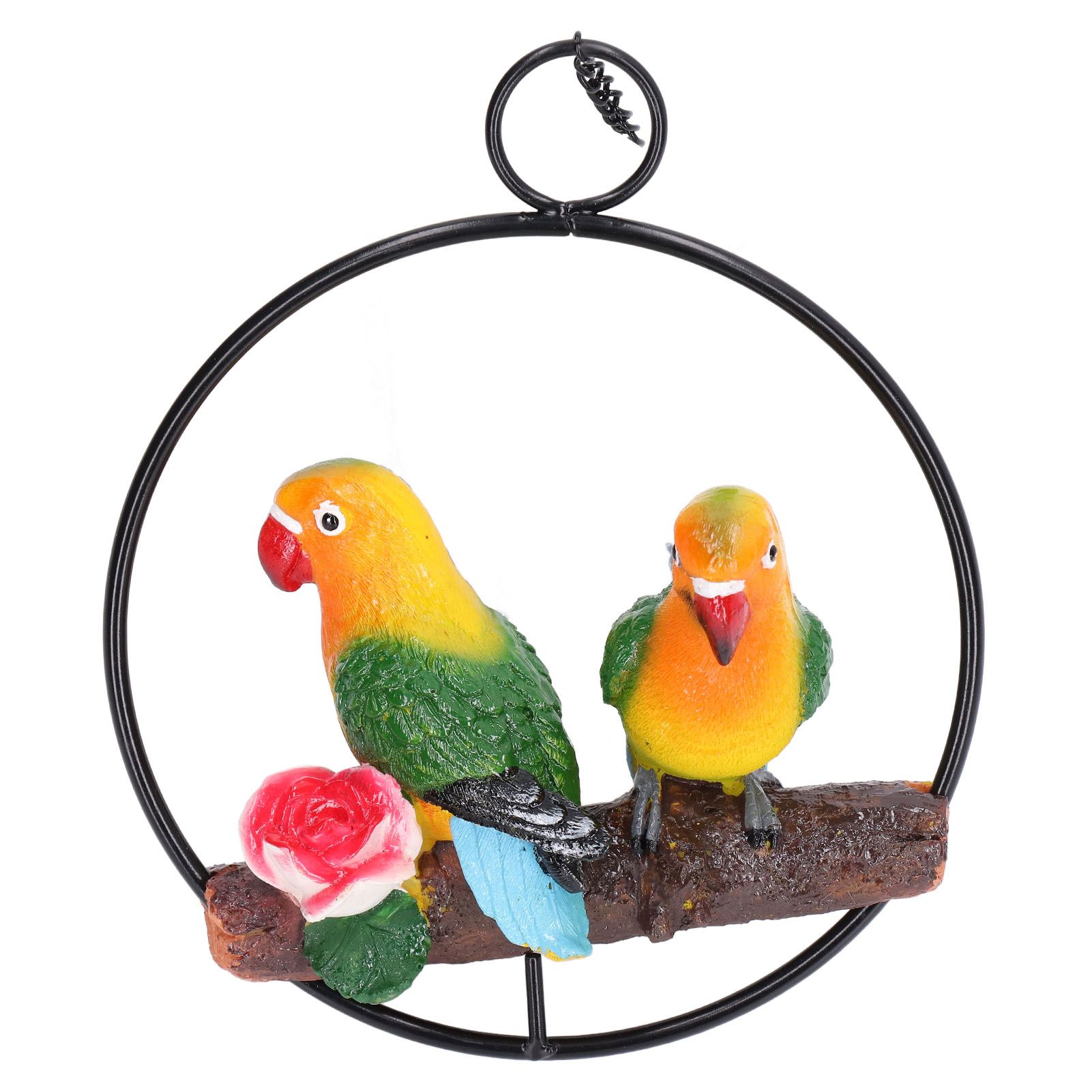 Hanging Parrot Sculpture Hanging Ring Statue for Patio Lawn Home and Garden Decor view 3