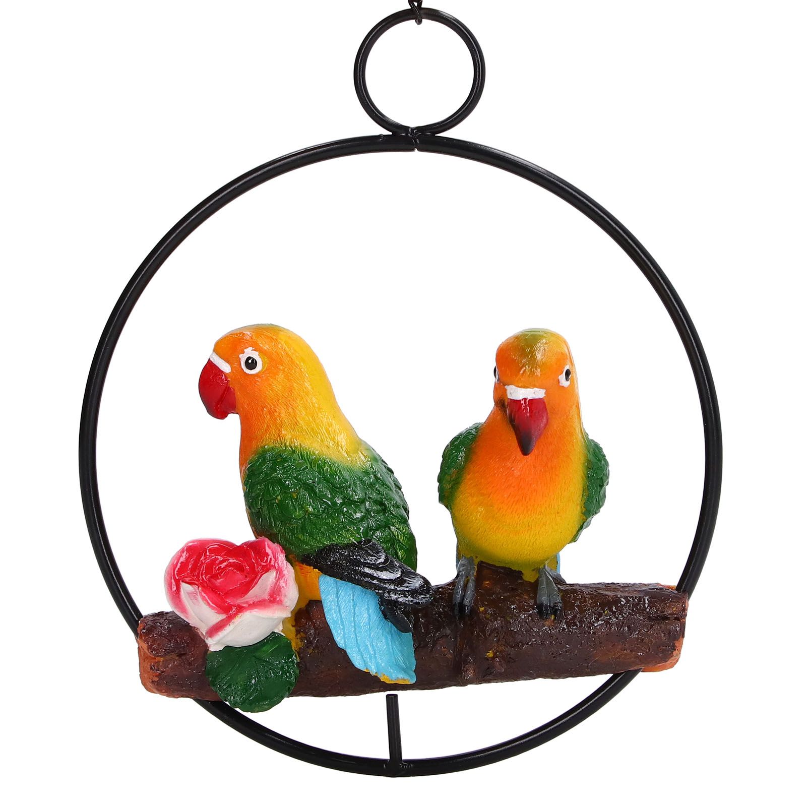 Hanging Parrot Sculpture Hanging Ring Statue for Patio Lawn Home and Garden Decor view 7