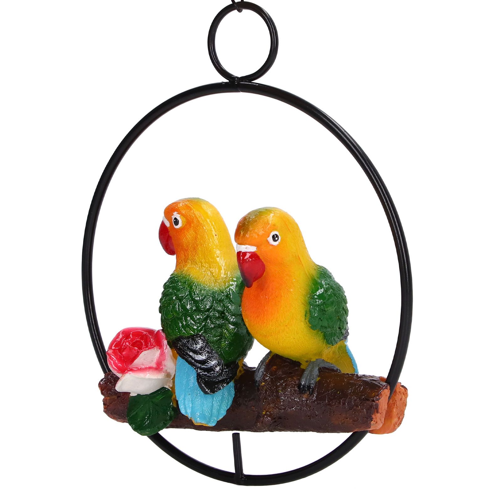 Hanging Parrot Sculpture Hanging Ring Statue for Patio Lawn Home and Garden Decor view 9