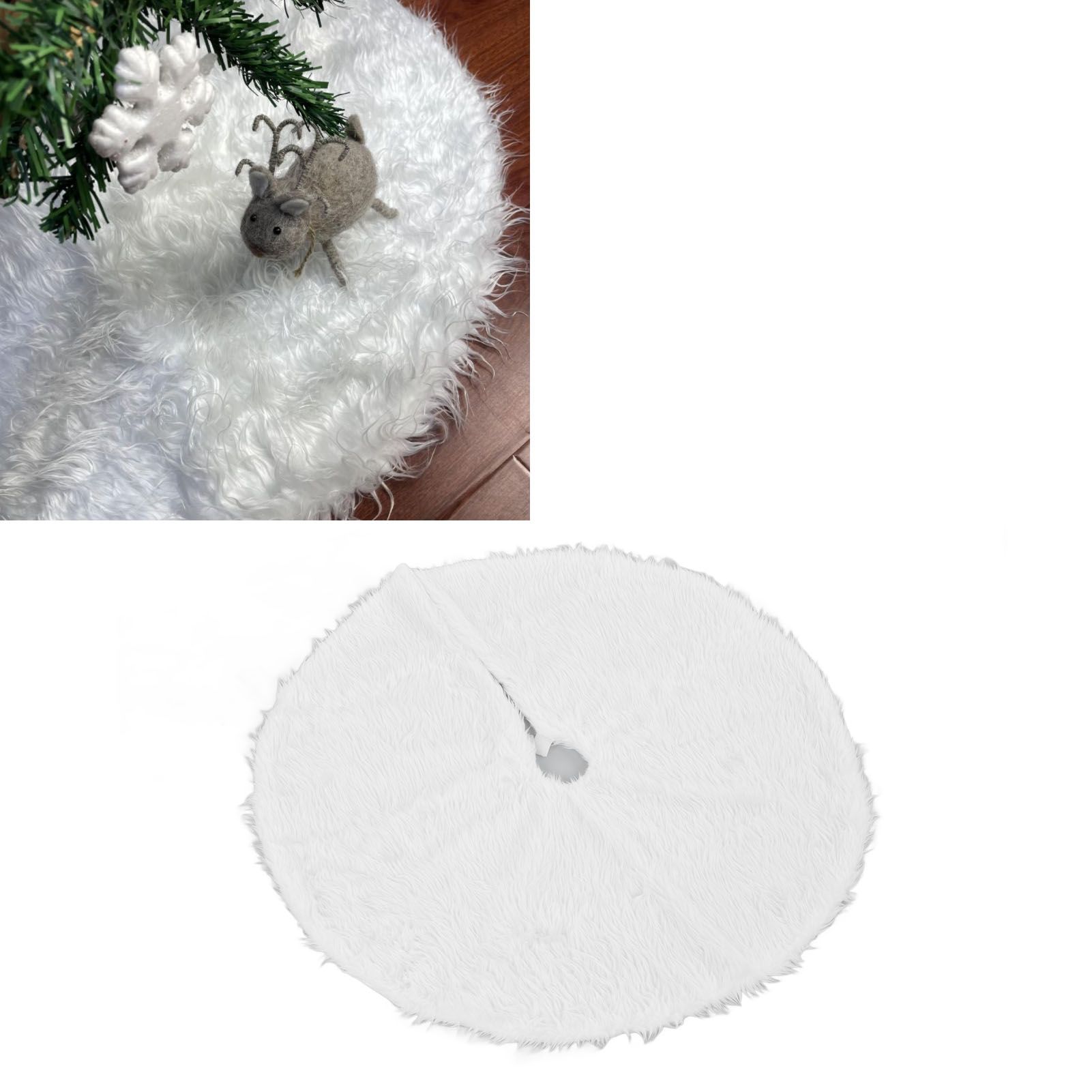 Christmas Tree Skirt Snowy White Christmas Tree Mat for Xmas Festive Holiday view 11