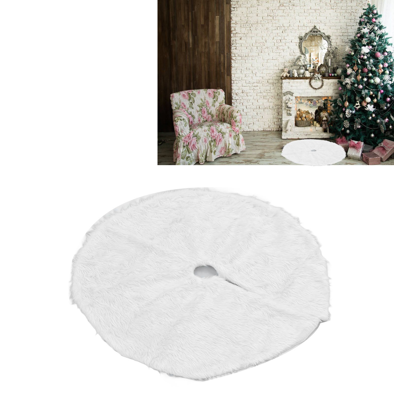 Christmas Tree Skirt Snowy White Christmas Tree Mat for Xmas Festive Holiday view 12