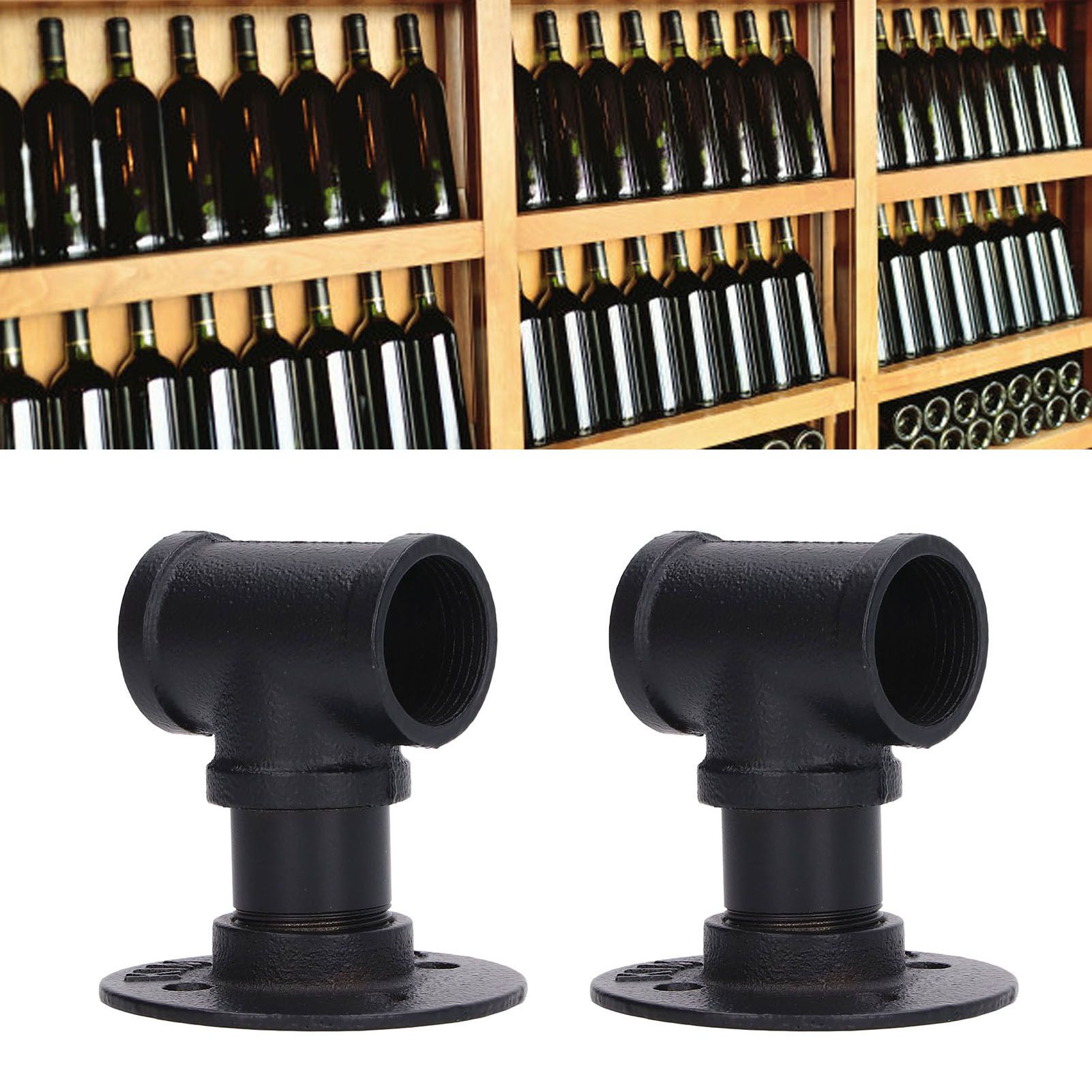 2Pack Wall Mounted Wine Bottle Rack Wine Hanging Holder Water Pipe Design with view 12