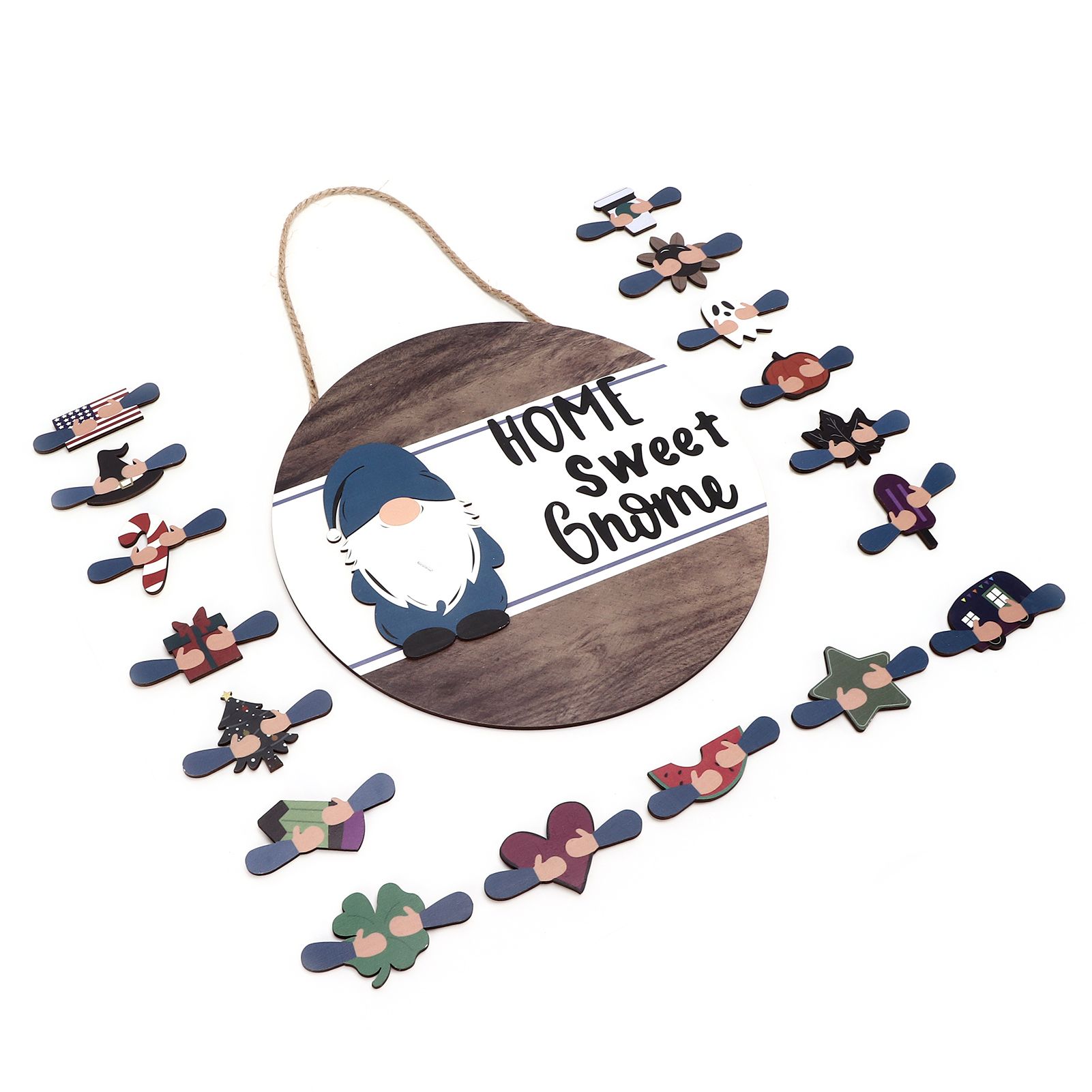 Welcome Door Sign Decor Round Wood Pendant Welcome Sign for Outdoor Window view 2