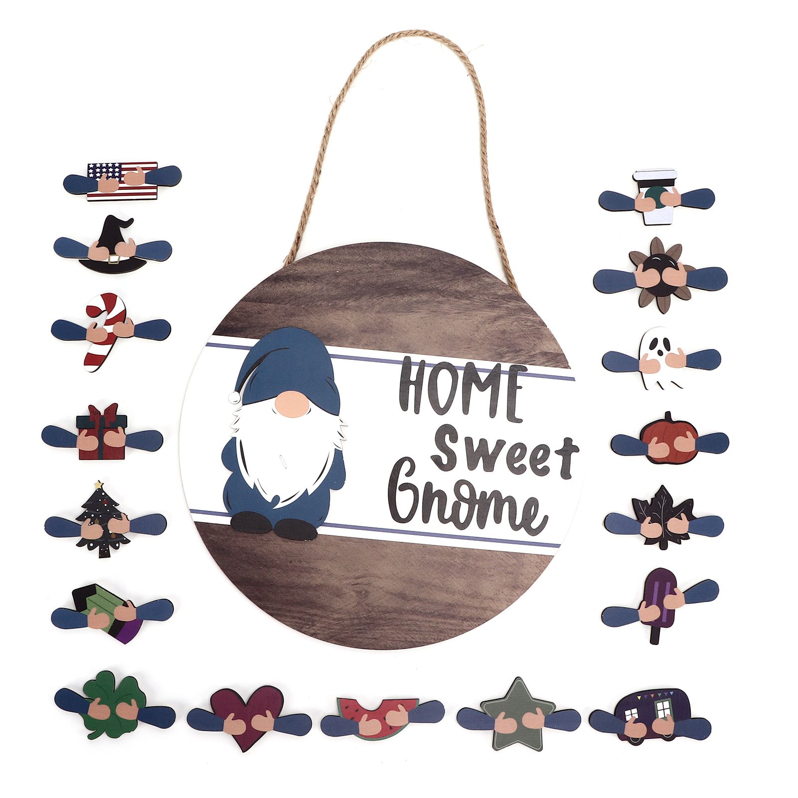 Welcome Door Sign Decor Round Wood Pendant Welcome Sign for Outdoor Window view 4