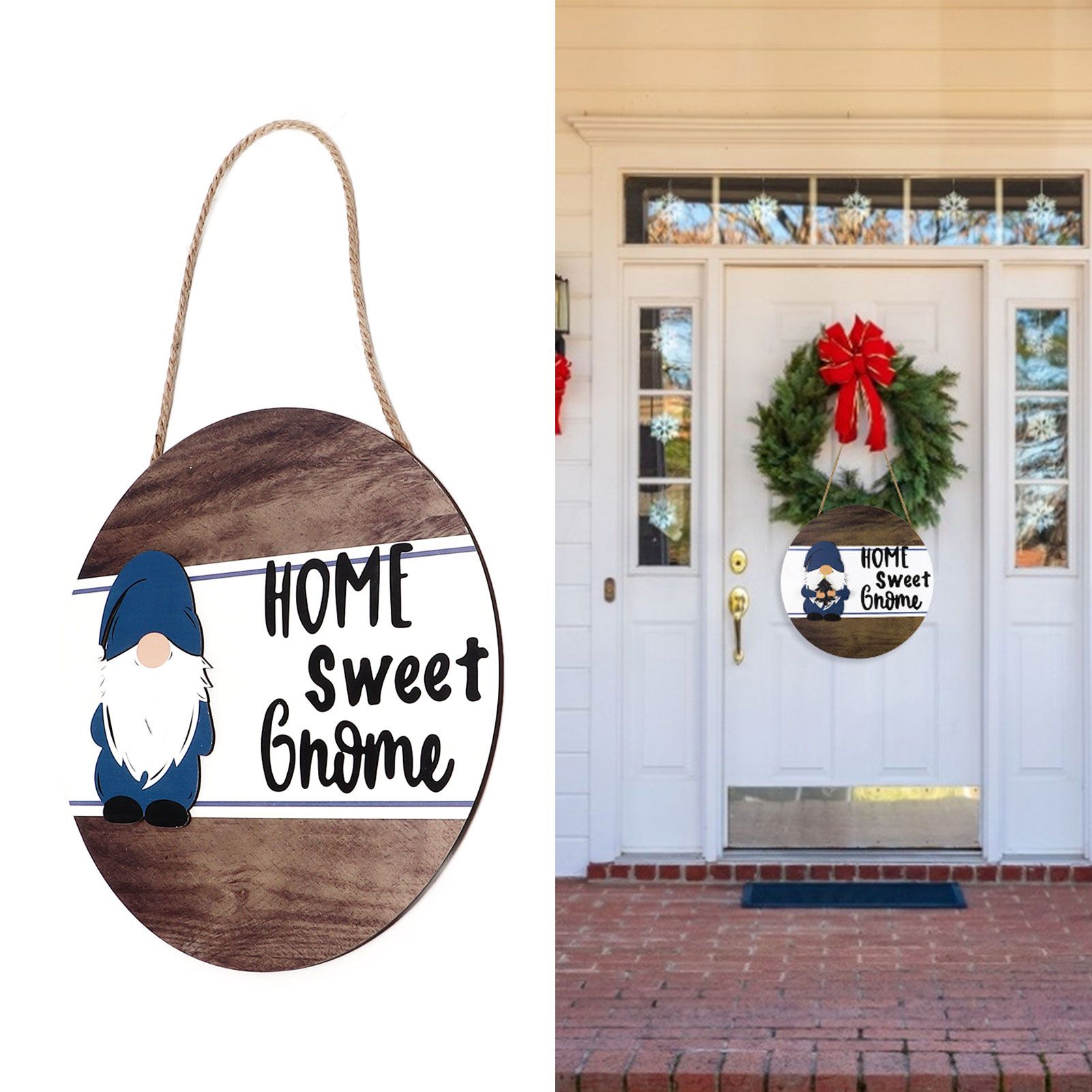 Welcome Door Sign Decor Round Wood Pendant Welcome Sign for Outdoor Window view 12
