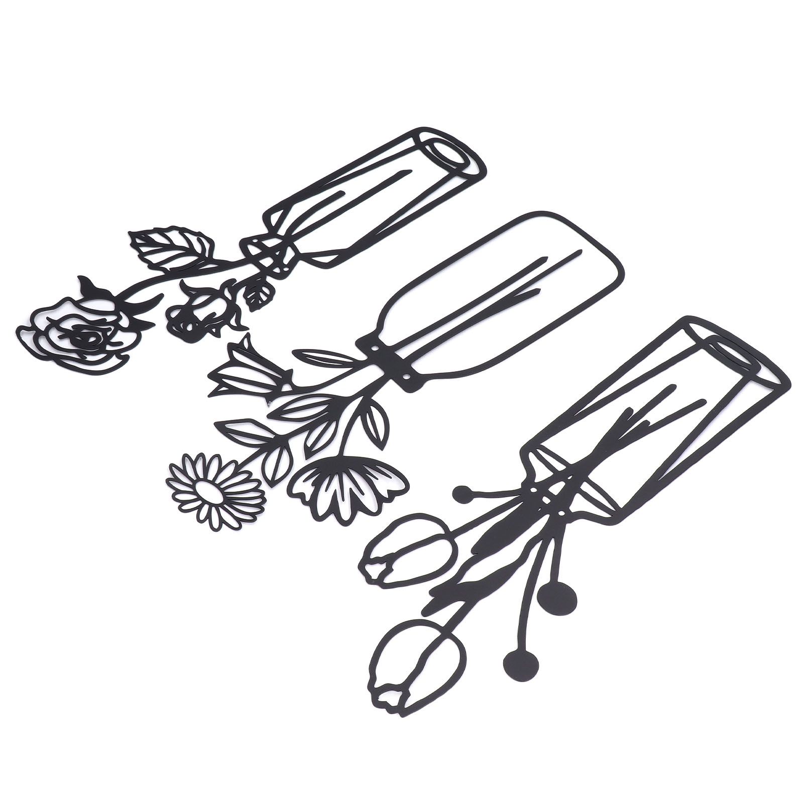 3Pcs Metal Vase Flowers Wall Art Elegant Prevent Rust Easy to Install Iron view 4