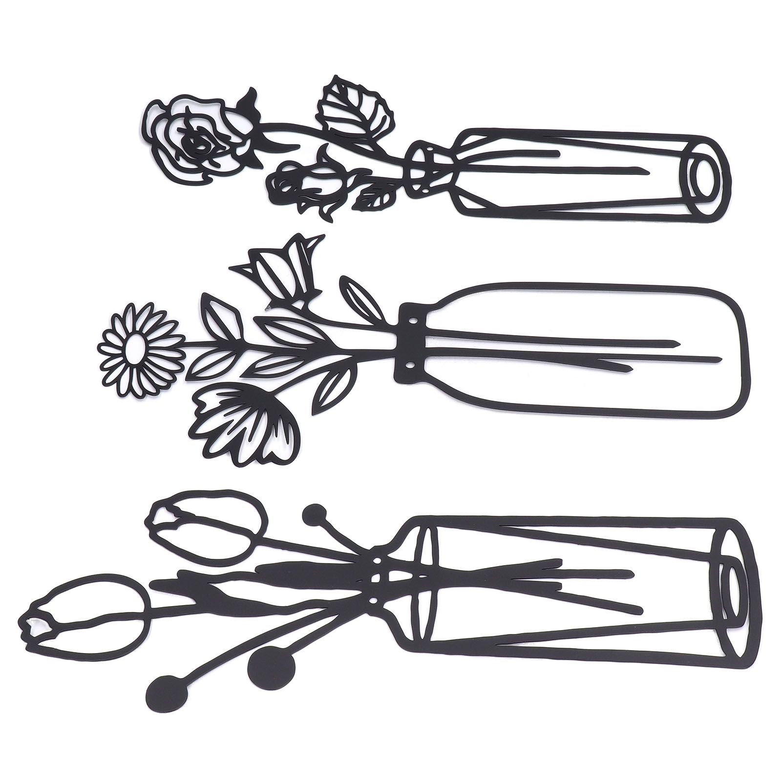 3Pcs Metal Vase Flowers Wall Art Elegant Prevent Rust Easy to Install Iron view 8