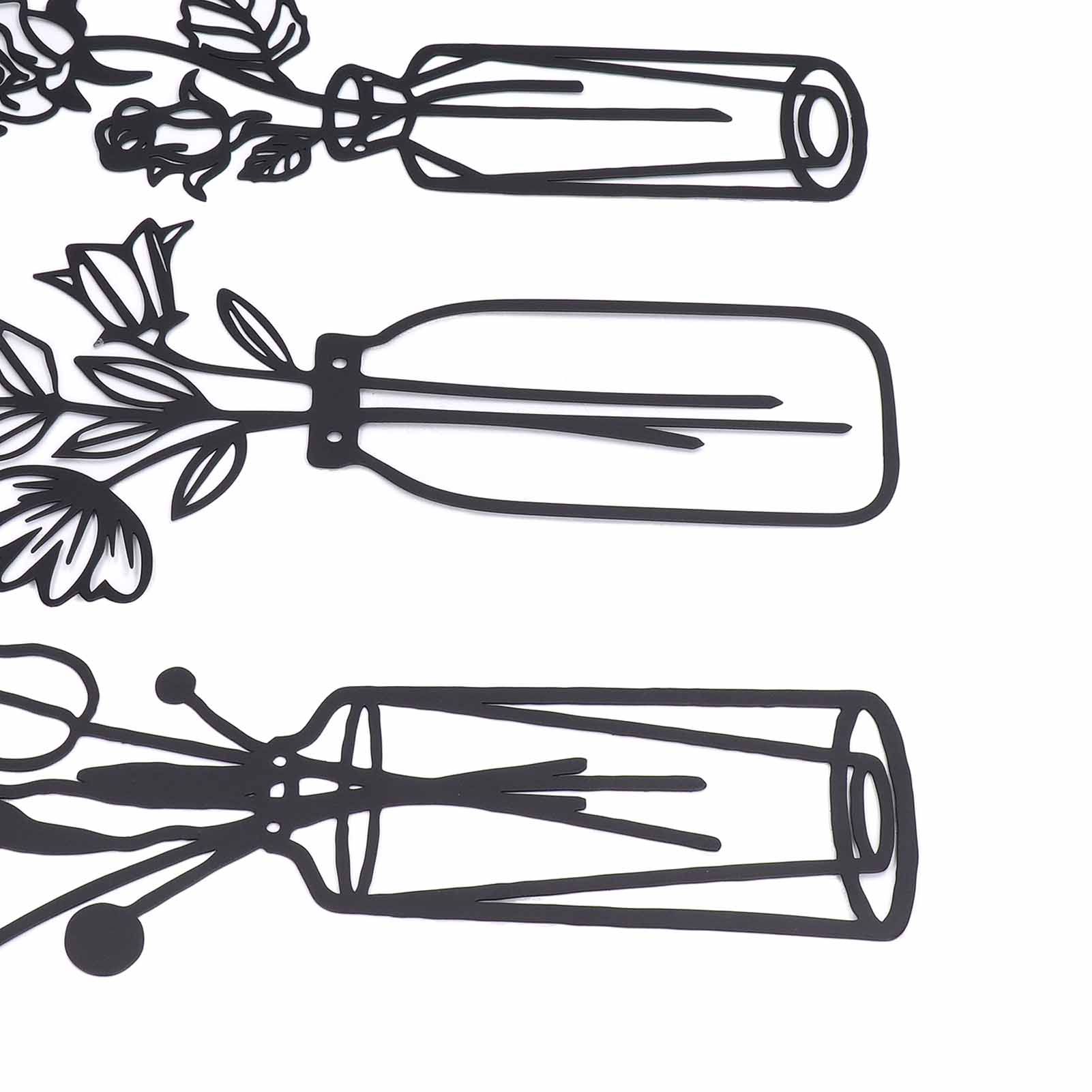 3Pcs Metal Vase Flowers Wall Art Elegant Prevent Rust Easy to Install Iron view 15