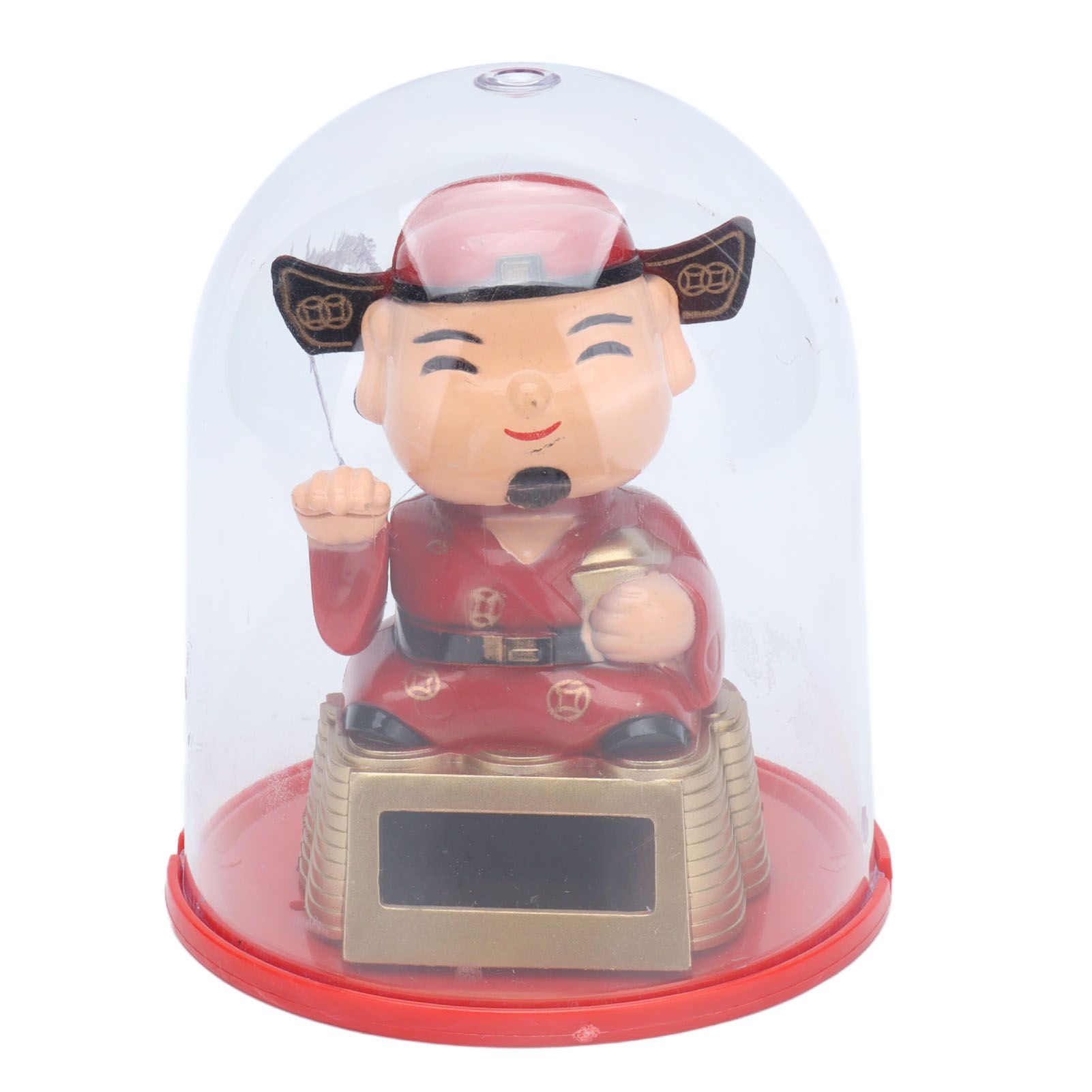 Lucky Ornaments Solar Powered Cute God of Wealth Decoration with Waving Arm — image 1