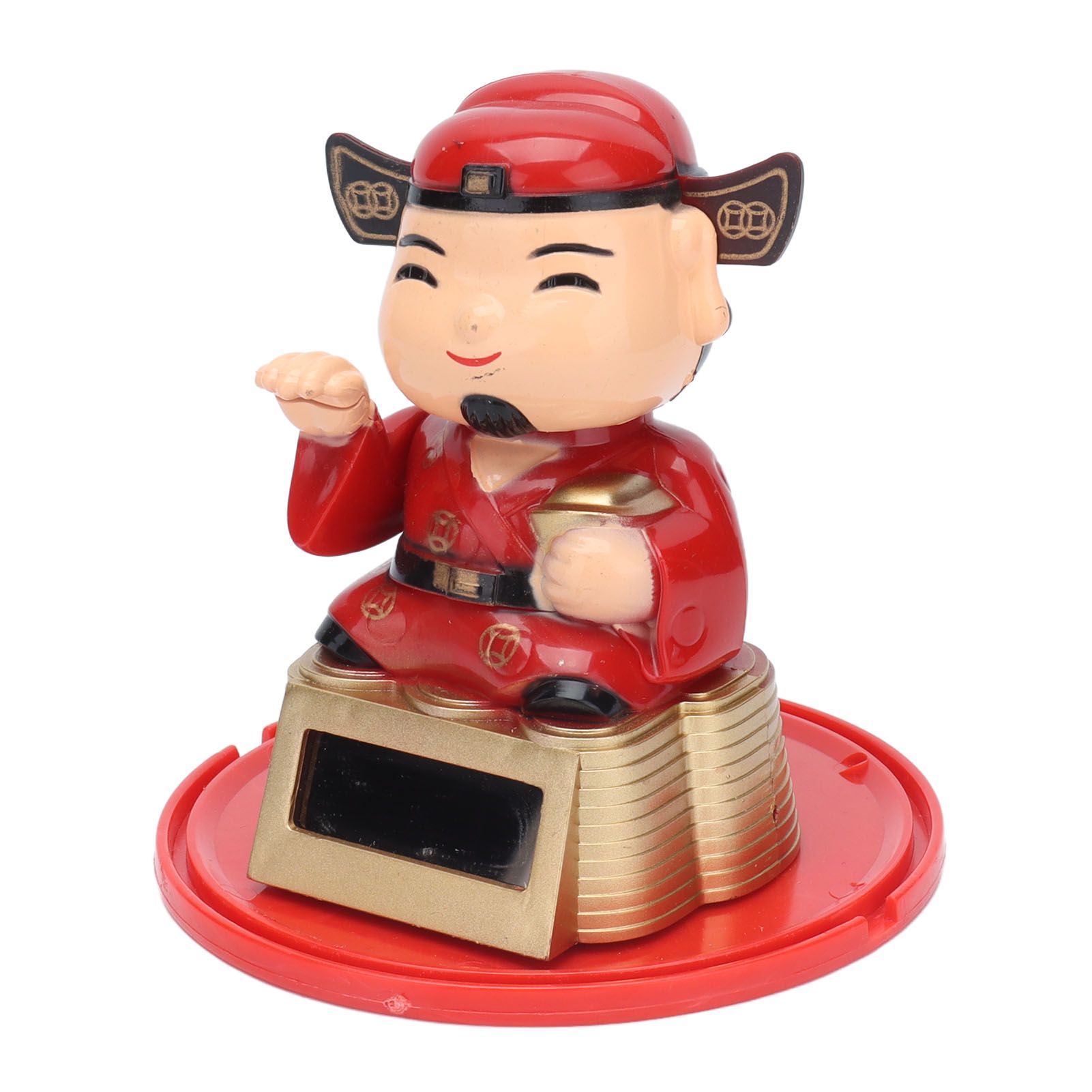 Lucky Ornaments Solar Powered Cute God of Wealth Decoration with Waving Arm view 2