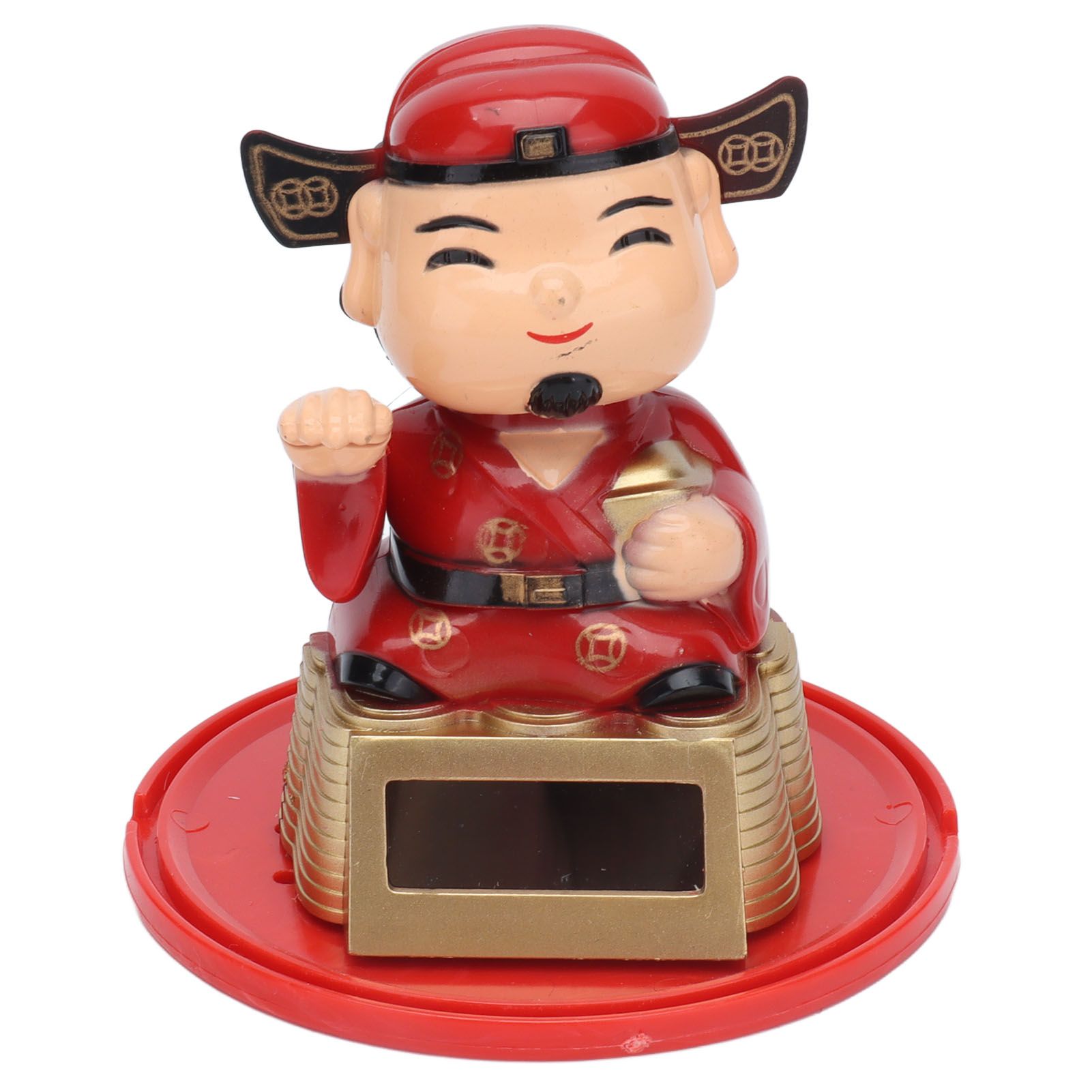 Lucky Ornaments Solar Powered Cute God of Wealth Decoration with Waving Arm view 3