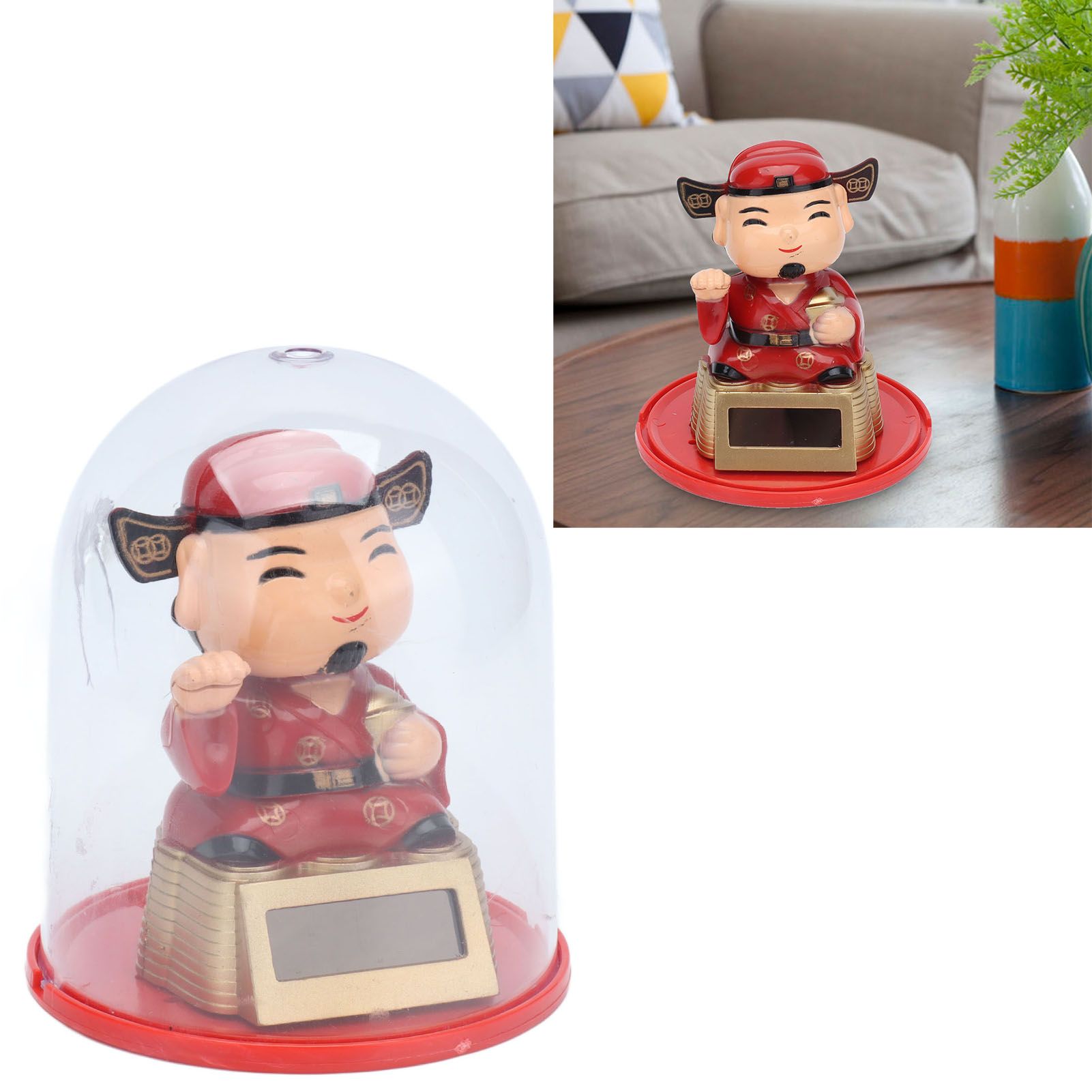 Lucky Ornaments Solar Powered Cute God of Wealth Decoration with Waving Arm view 12