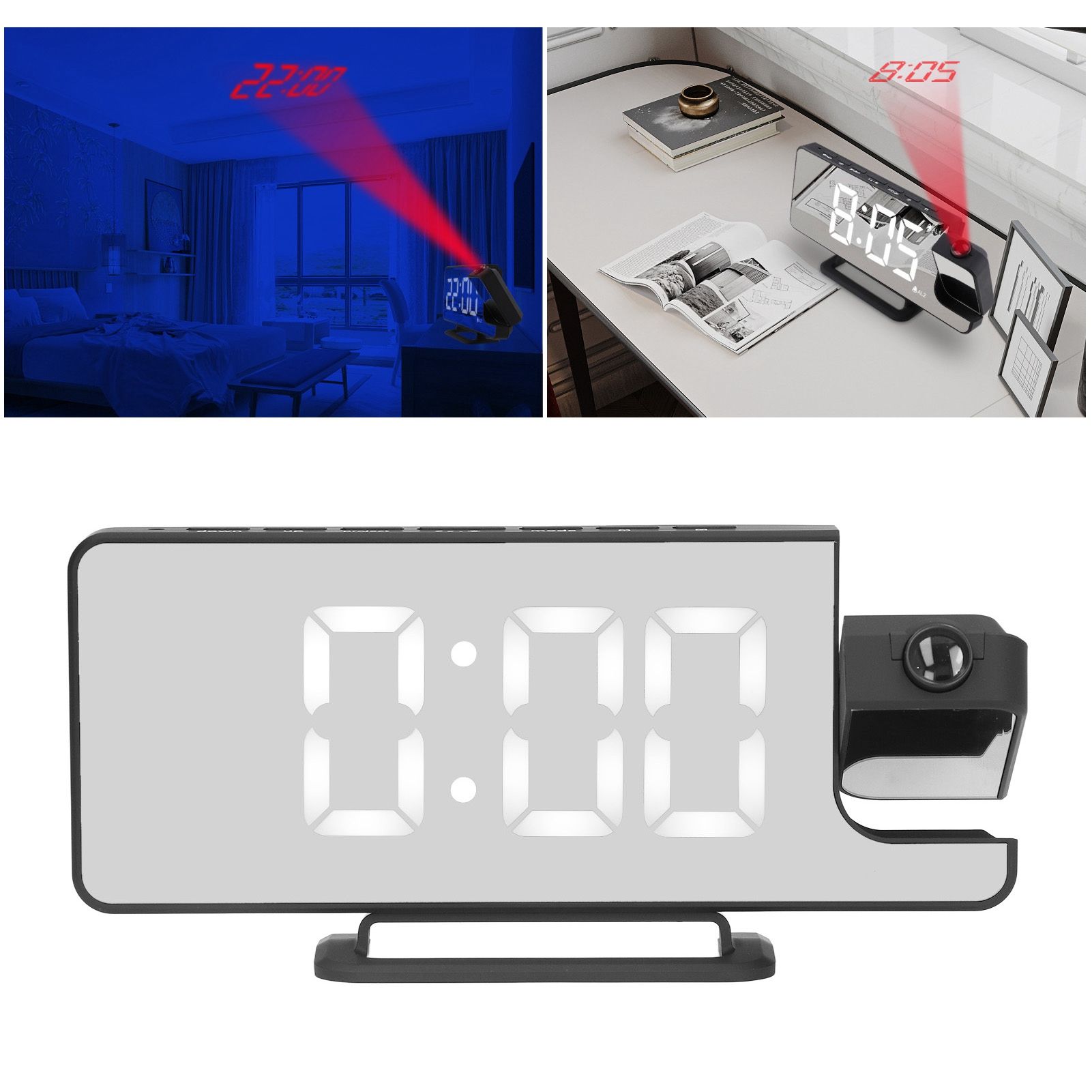 Projection Alarm Clock LED Digital Mirror Alarm Clock Rechargeable 6 Gear view 11
