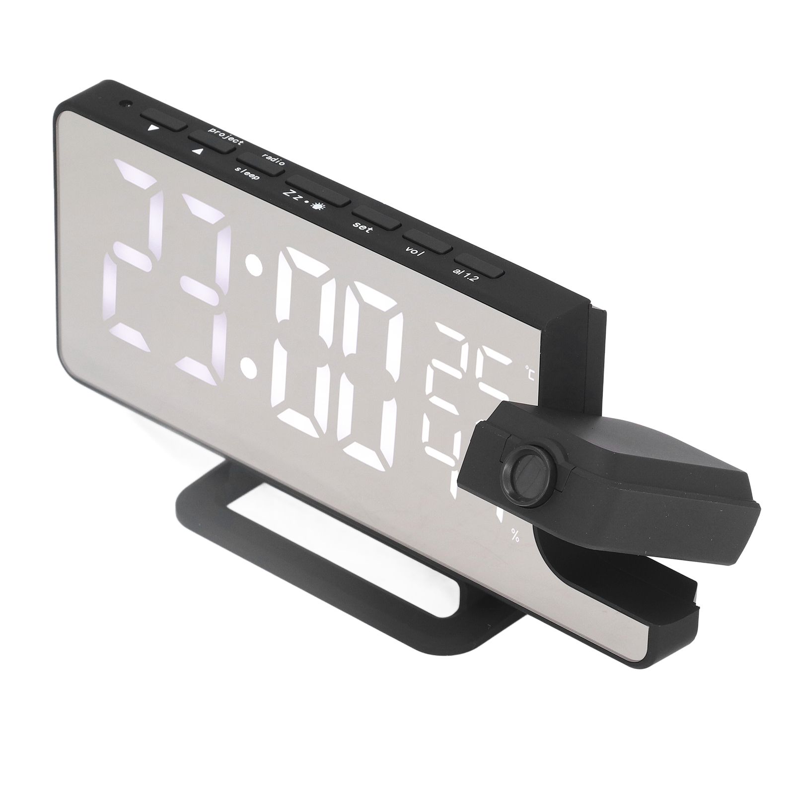 Projection Alarm Clock Mirror Screen USB Charging Snooze 180° Digital view 2