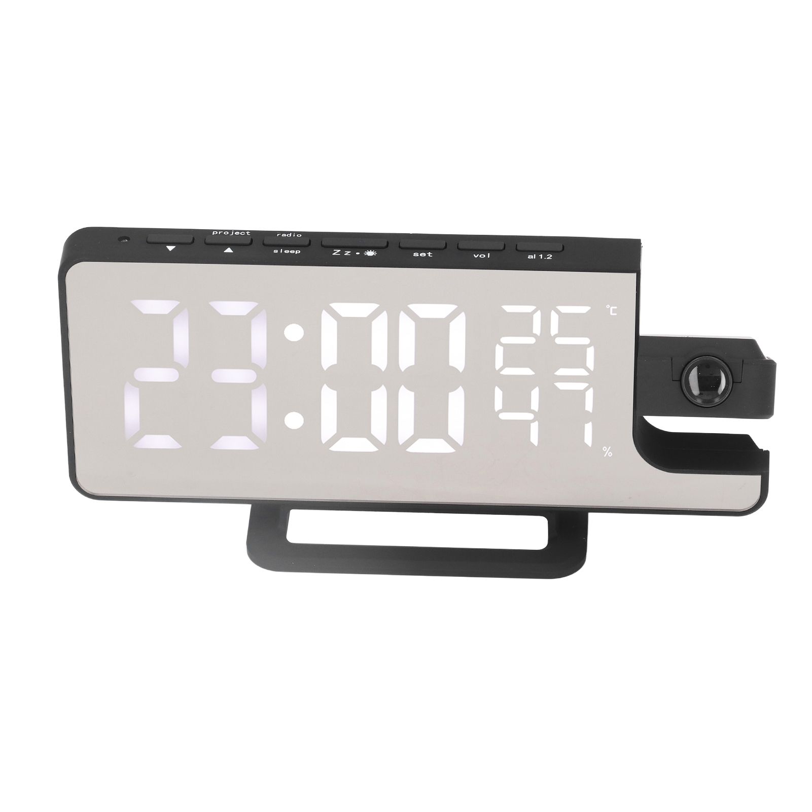 Projection Alarm Clock Mirror Screen USB Charging Snooze 180° Digital view 3