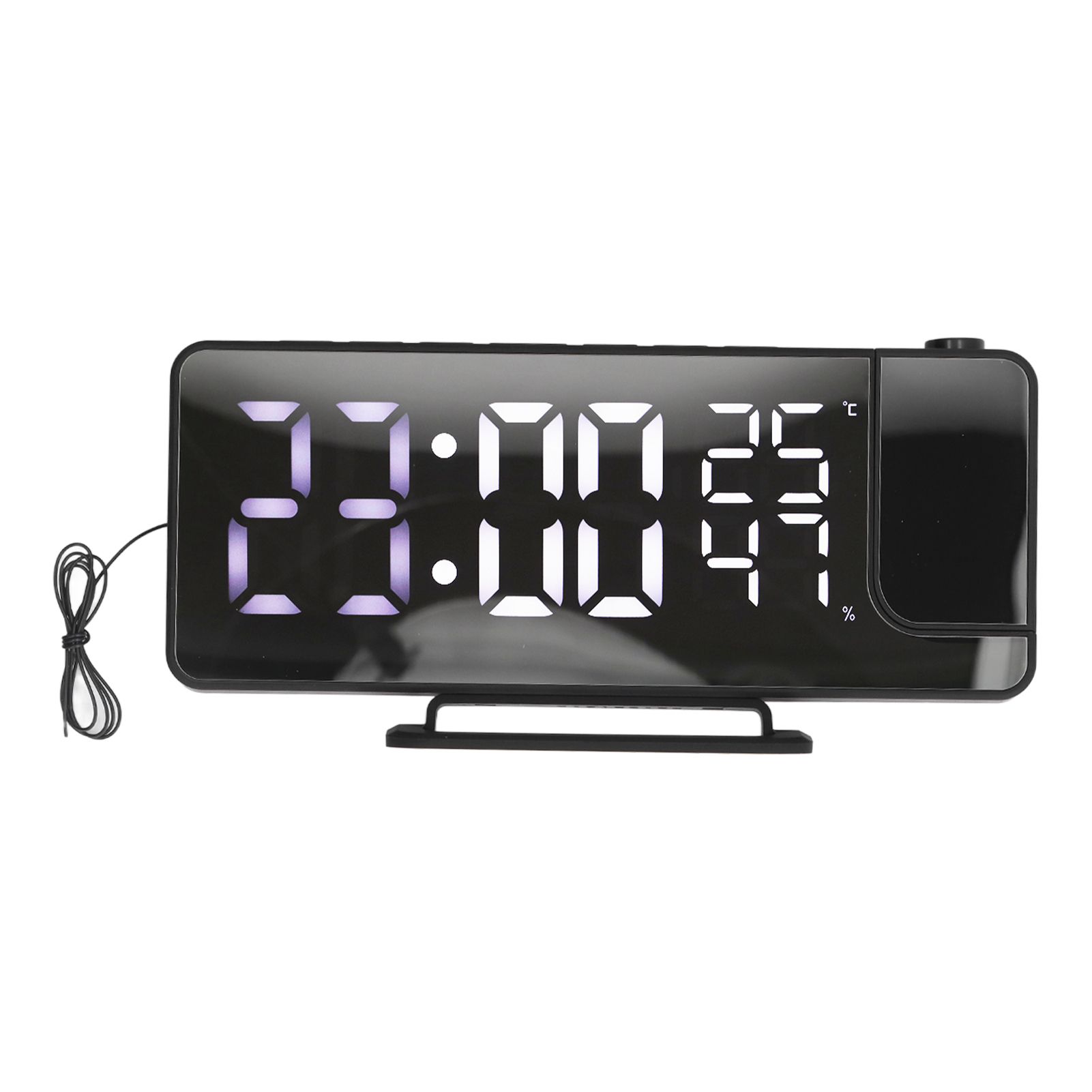 Projection Alarm Clock Mirror Screen USB Charging Snooze 180° Digital view 4