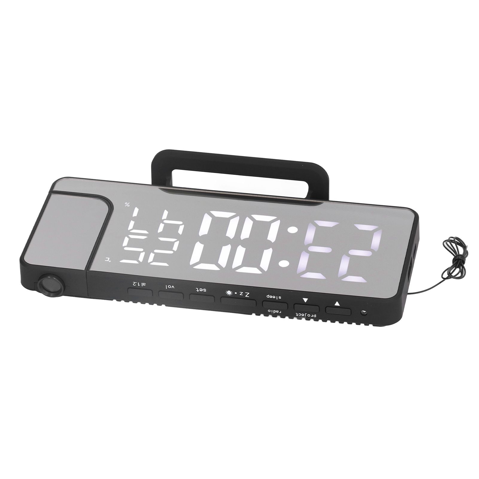 Projection Alarm Clock Mirror Screen USB Charging Snooze 180° Digital view 9