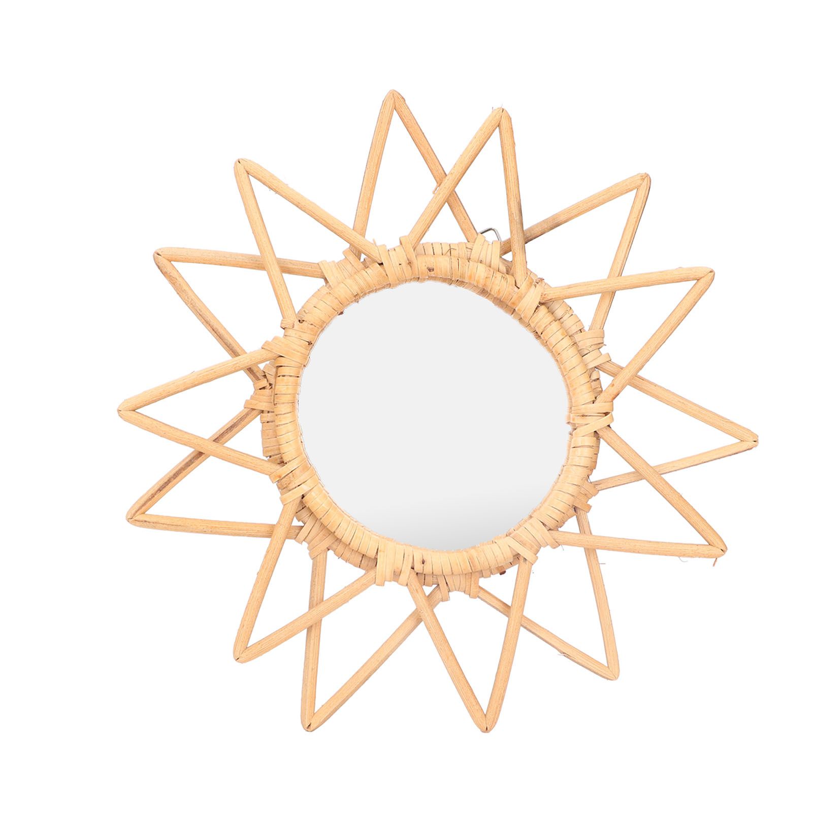 Rattan Innovative Art Decoration Makeup Mirror Retro Dressing Bathroom Wall — image 1