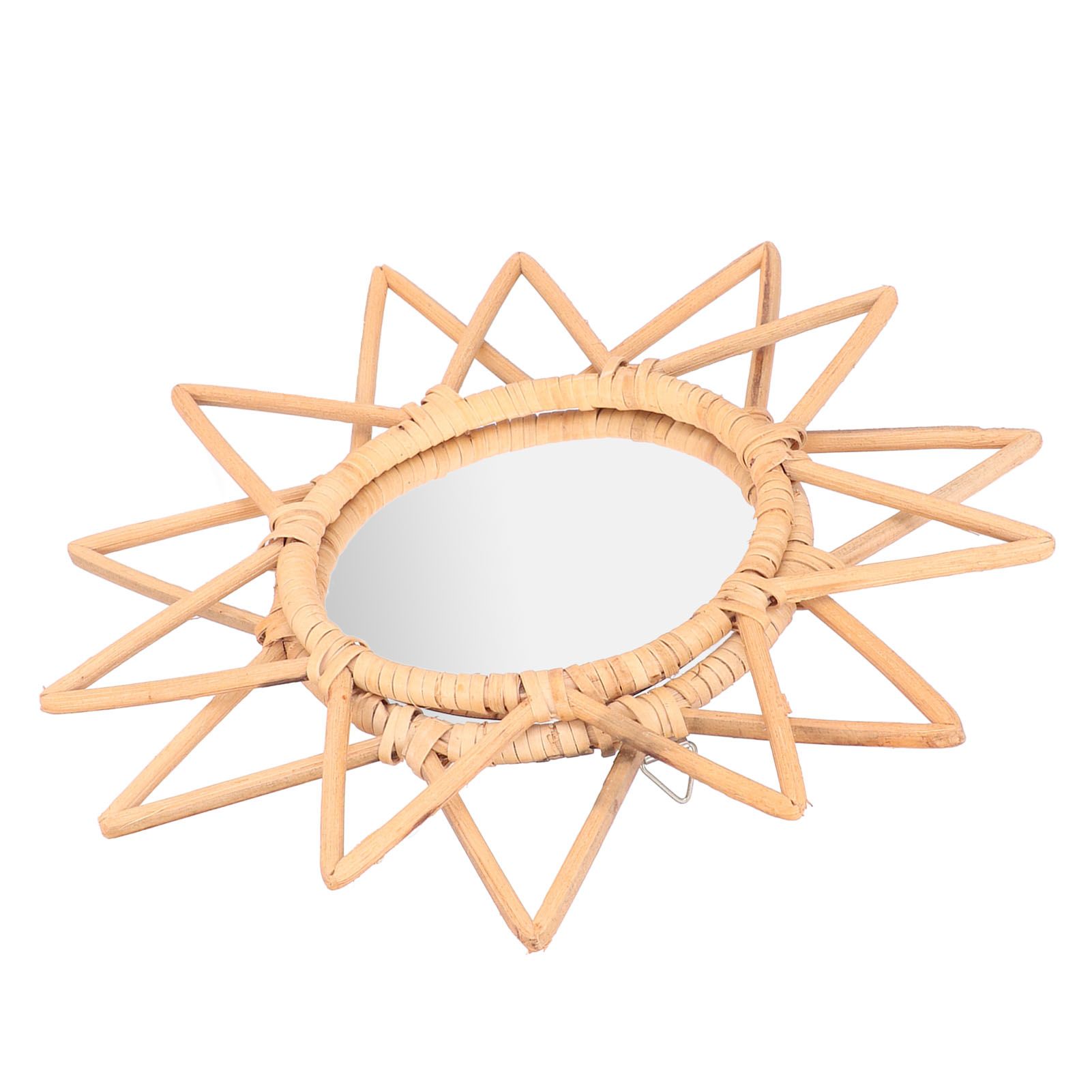 Rattan Innovative Art Decoration Makeup Mirror Retro Dressing Bathroom Wall view 4